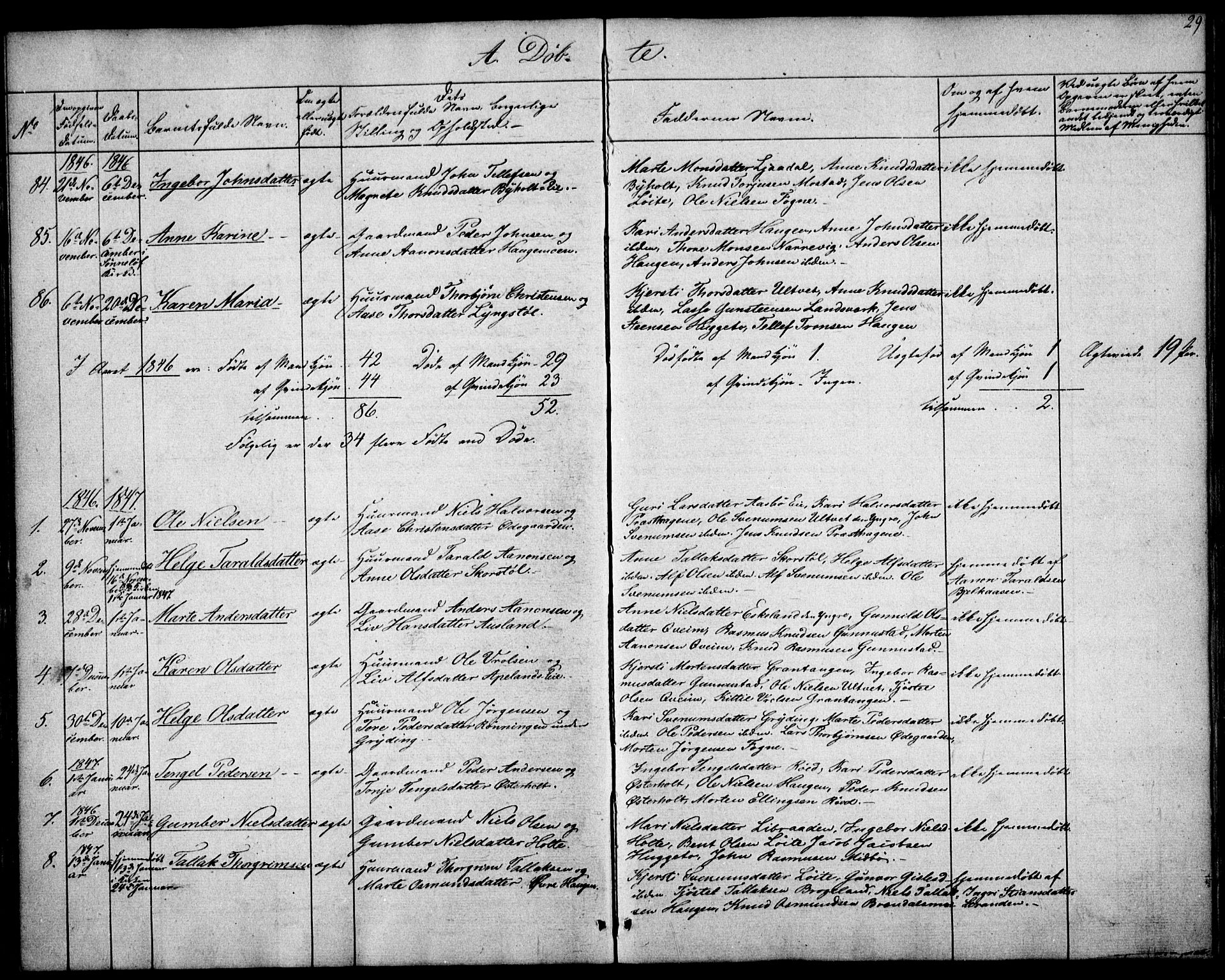 Gjerstad sokneprestkontor, SAK/1111-0014/F/Fa/Faa/L0006: Parish register (official) no. A 6, 1841-1857, p. 29