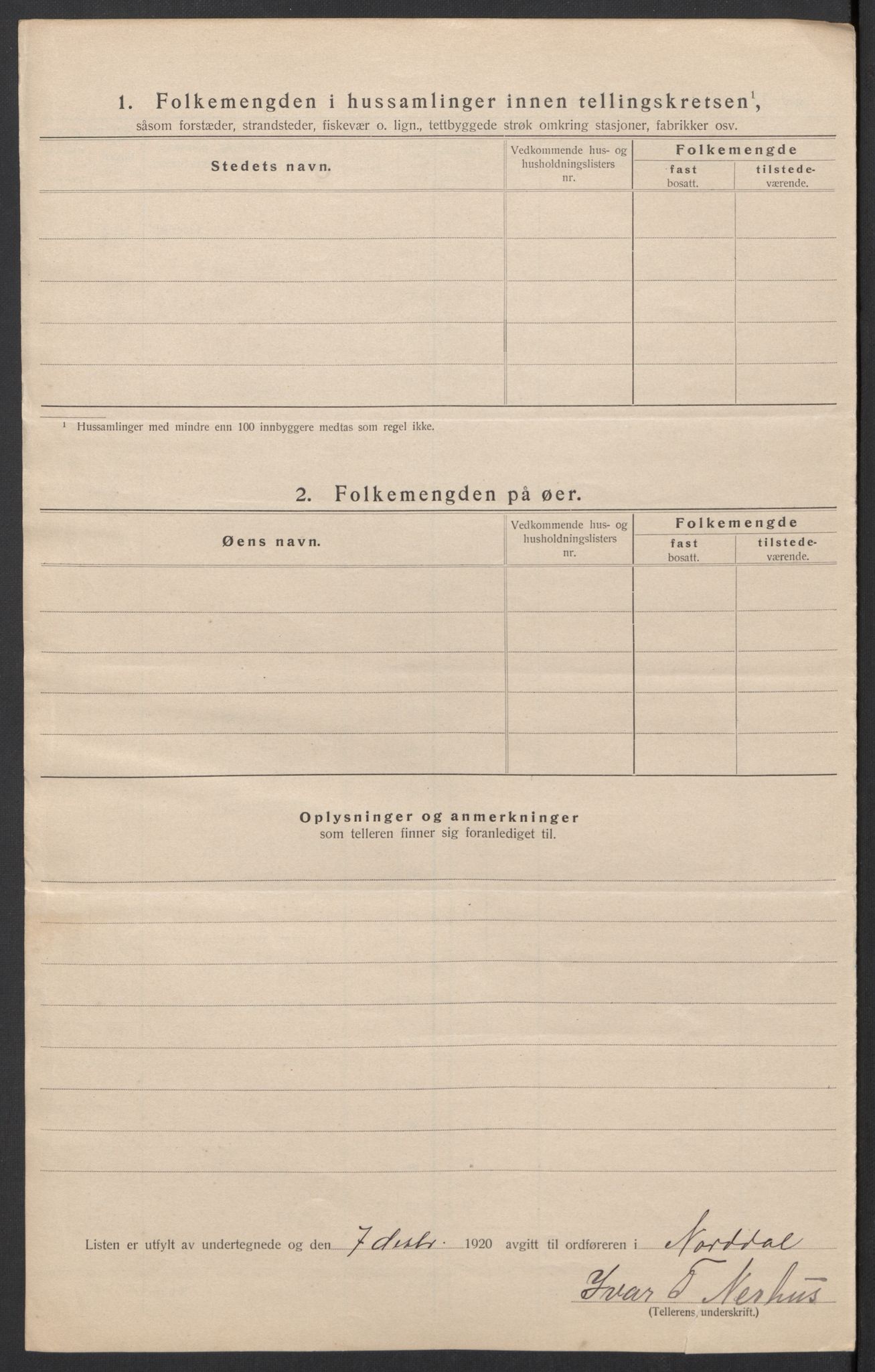 SAT, 1920 census for Norddal, 1920, p. 23