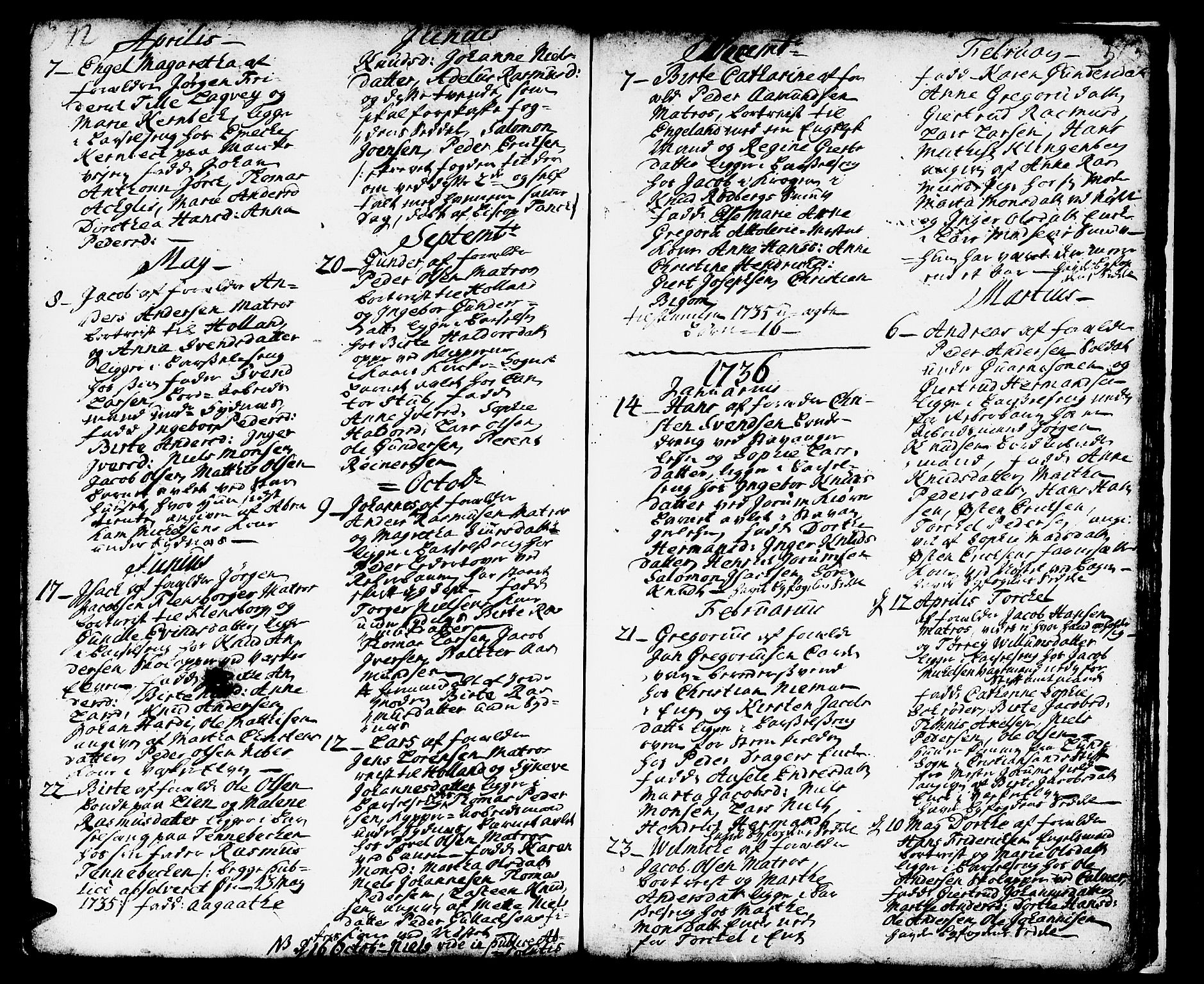Domkirken sokneprestembete, SAB/A-74801/H/Haa/L0002: Parish register (official) no. A 2, 1733-1750, p. 342-343