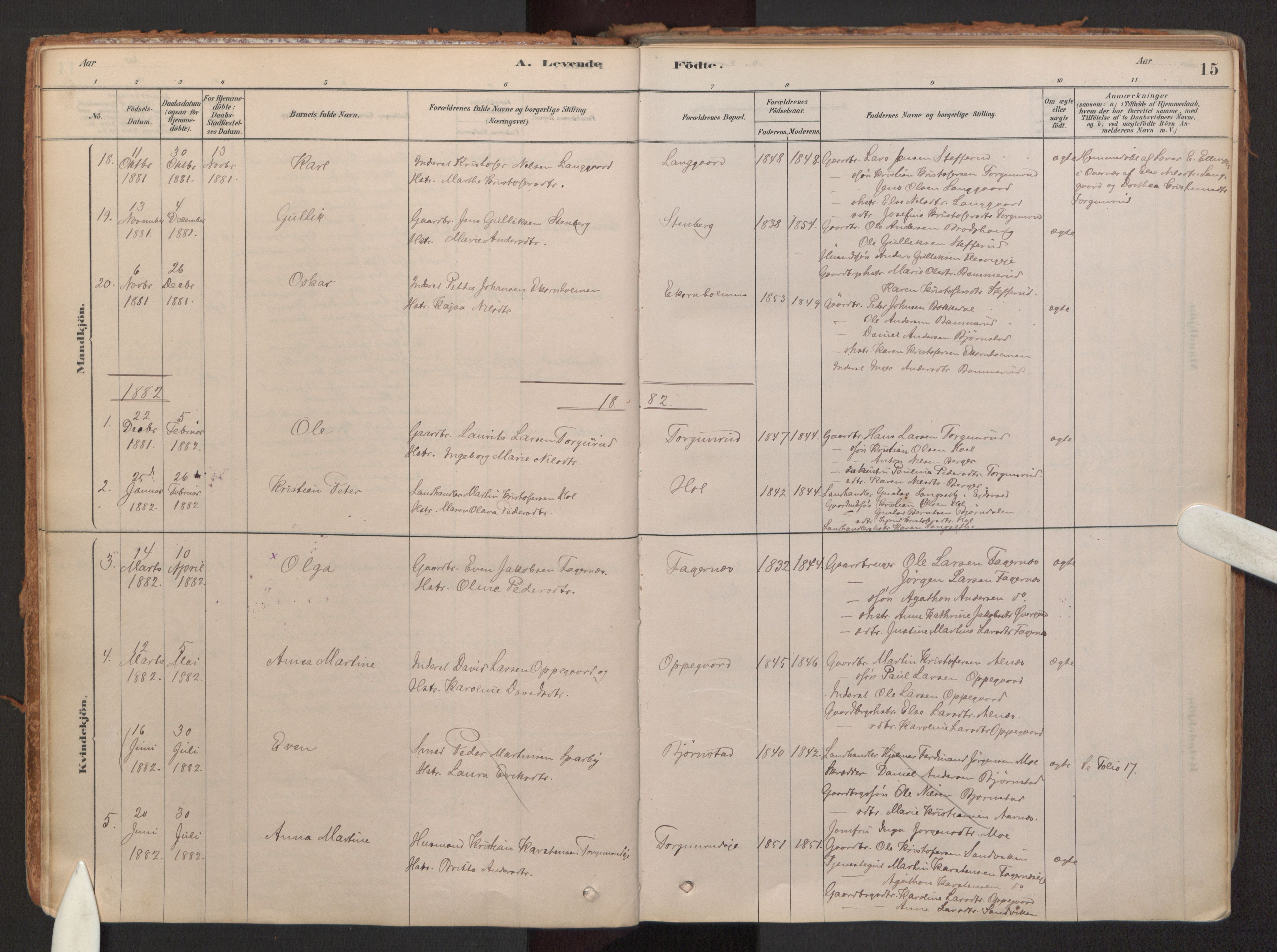 Hurdal prestekontor Kirkebøker, AV/SAO-A-10889/F/Fb/L0003: Parish register (official) no. II 3, 1878-1920, p. 15