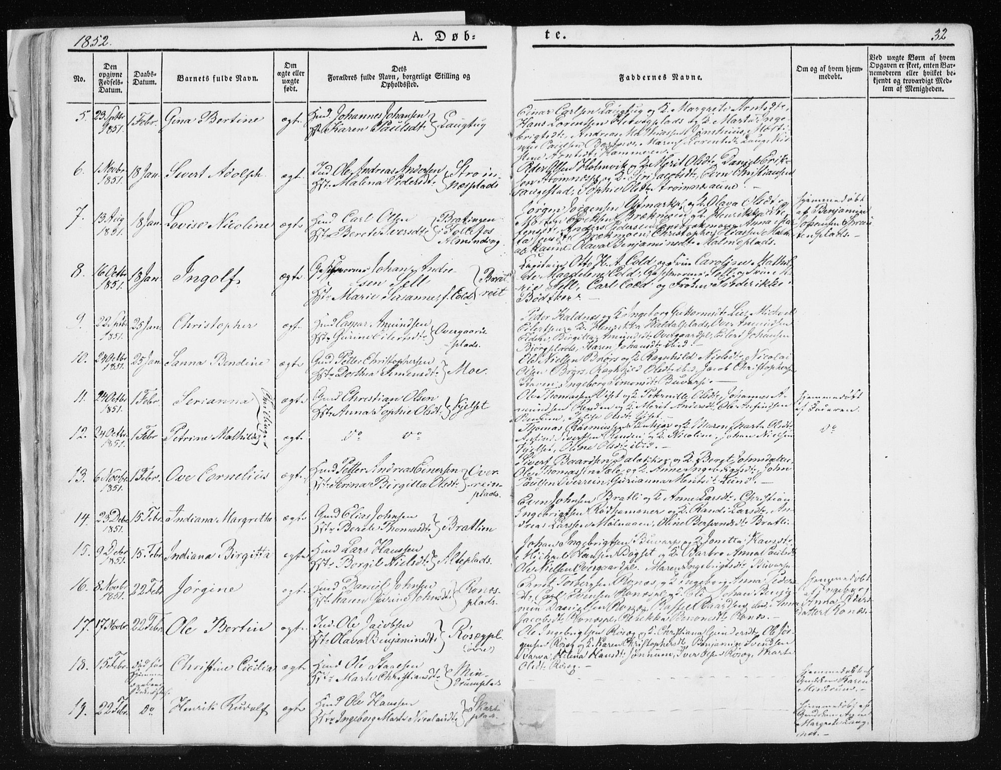 Ministerialprotokoller, klokkerbøker og fødselsregistre - Nord-Trøndelag, SAT/A-1458/741/L0393: Parish register (official) no. 741A07, 1849-1863, p. 32