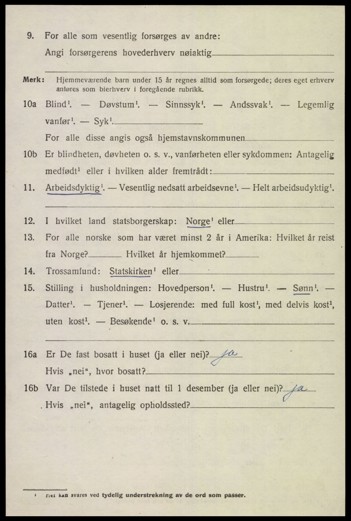 SAK, 1920 census for Grindheim, 1920, p. 1858