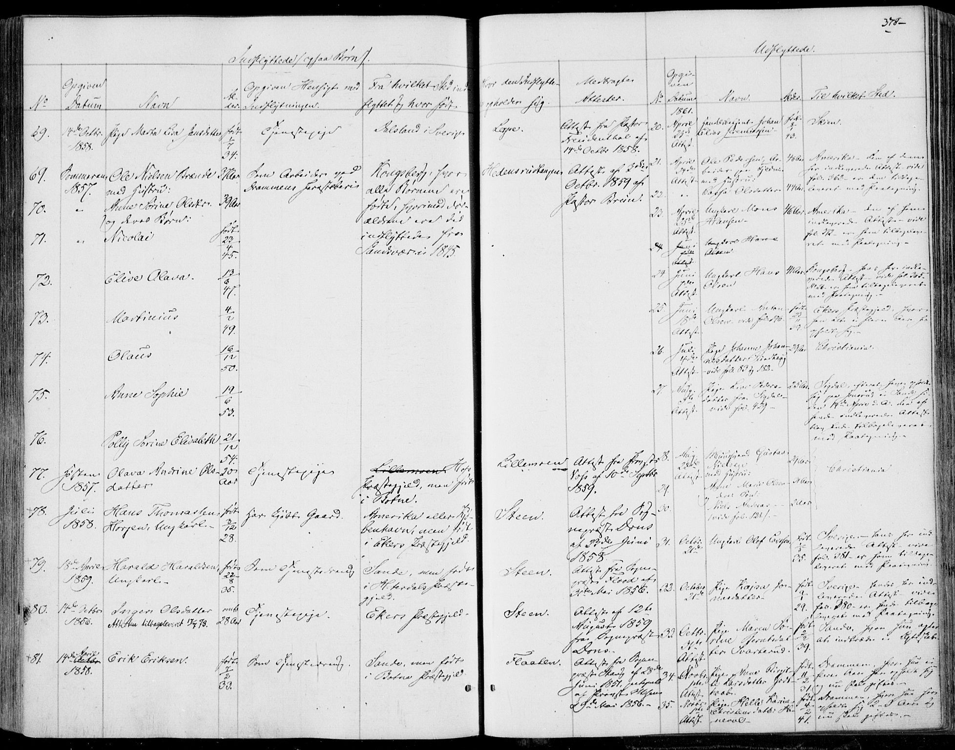 Skoger kirkebøker, SAKO/A-59/F/Fa/L0003: Parish register (official) no. I 3, 1842-1861, p. 378
