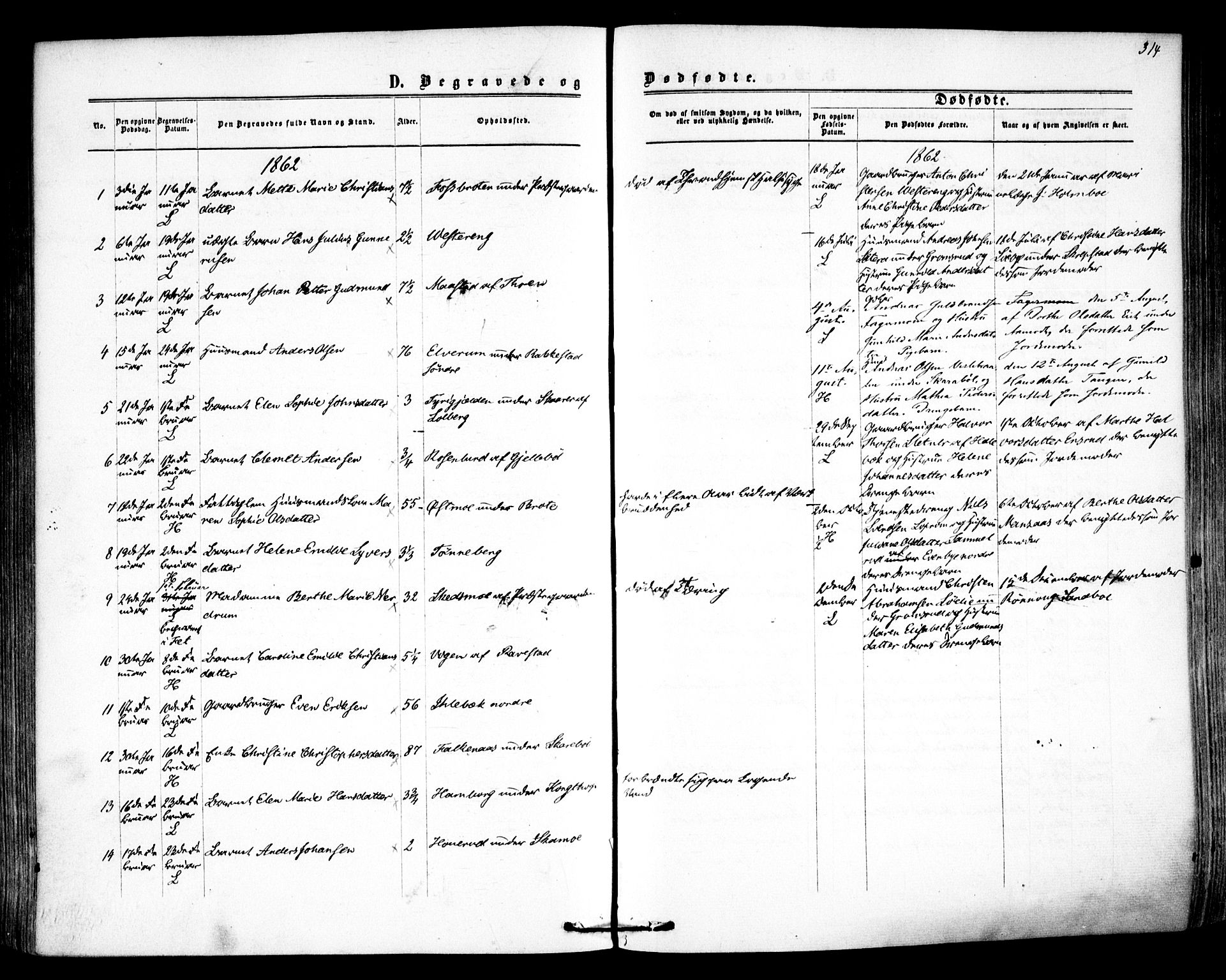Høland prestekontor Kirkebøker, SAO/A-10346a/F/Fa/L0011: Parish register (official) no. I 11, 1862-1869, p. 314