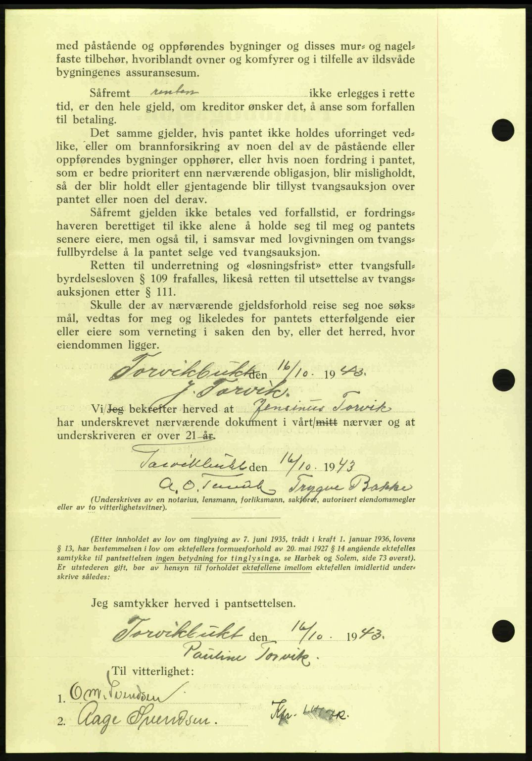 Nordmøre sorenskriveri, AV/SAT-A-4132/1/2/2Ca: Mortgage book no. B91, 1943-1944, Diary no: : 2337/1943