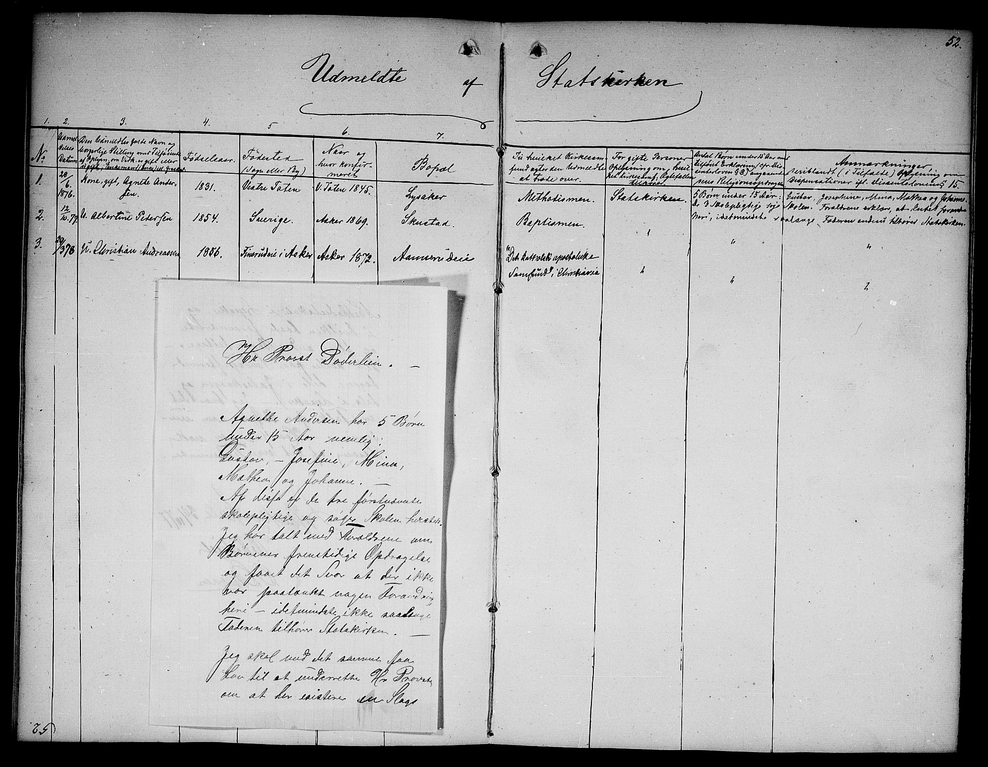 Asker prestekontor Kirkebøker, SAO/A-10256a/F/Fa/L0012: Parish register (official) no. I 12, 1825-1878, p. 52