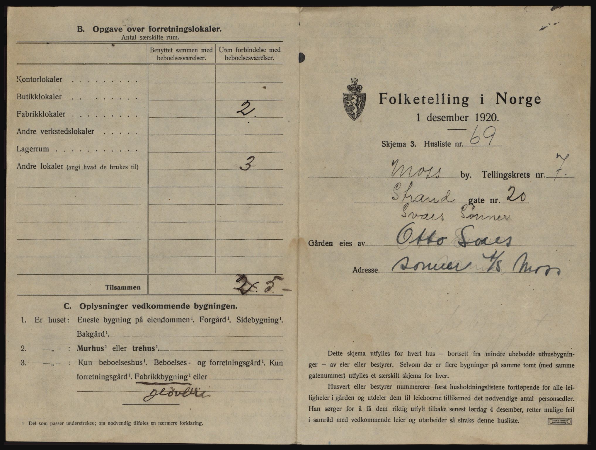 SAO, 1920 census for Moss, 1920, p. 63