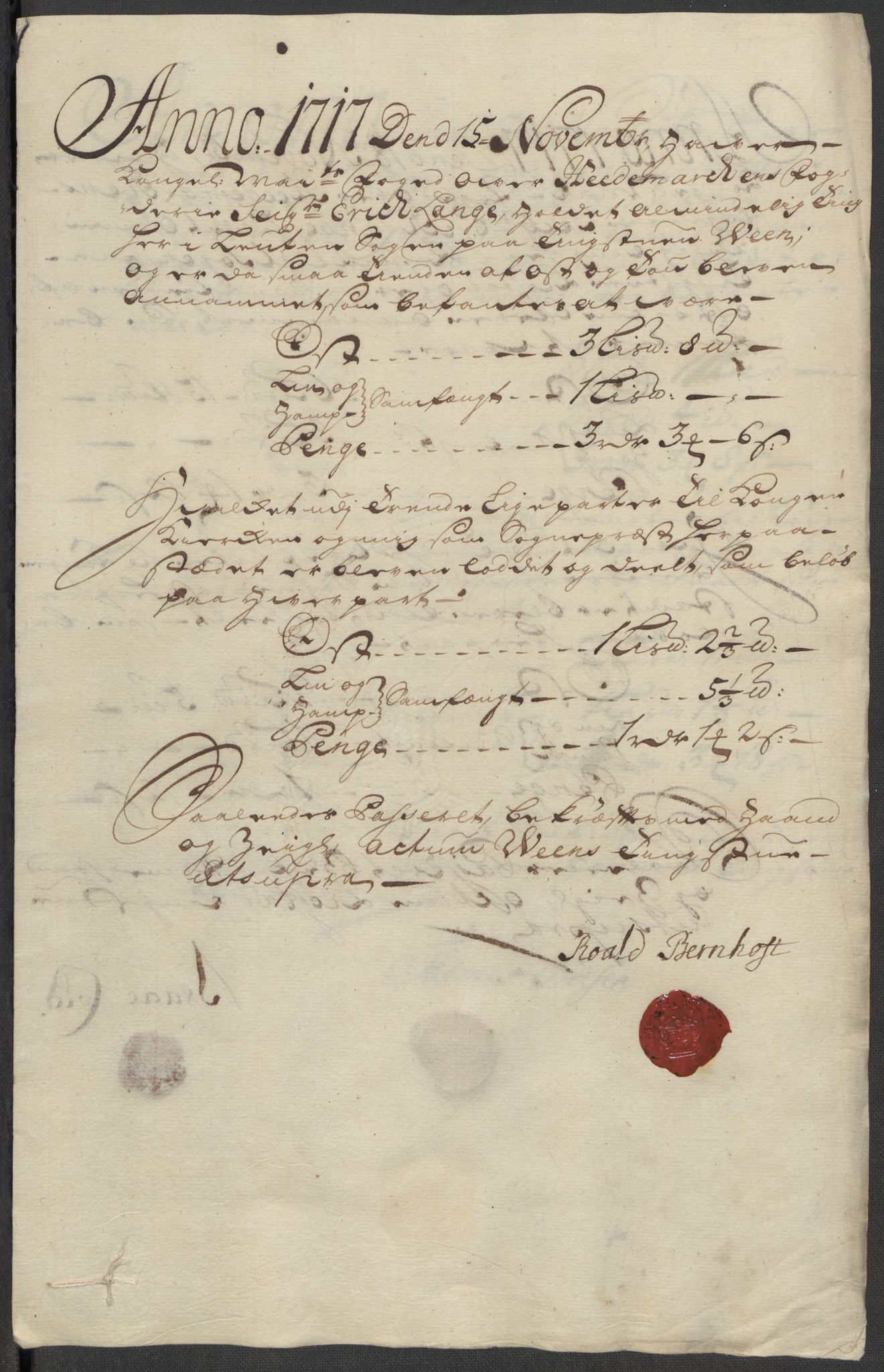 Rentekammeret inntil 1814, Reviderte regnskaper, Fogderegnskap, AV/RA-EA-4092/R16/L1056: Fogderegnskap Hedmark, 1717, p. 277