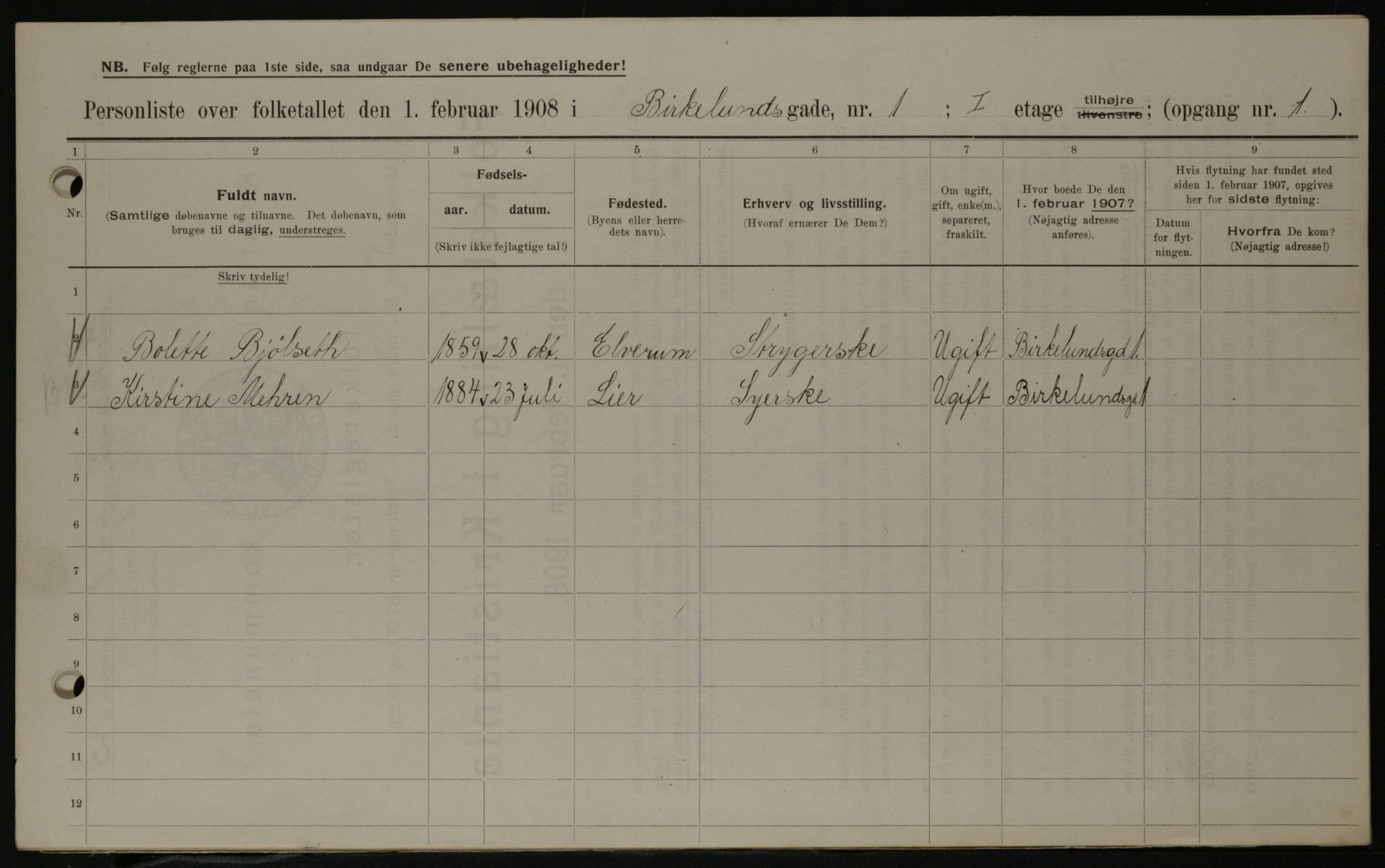 OBA, Municipal Census 1908 for Kristiania, 1908, p. 4946