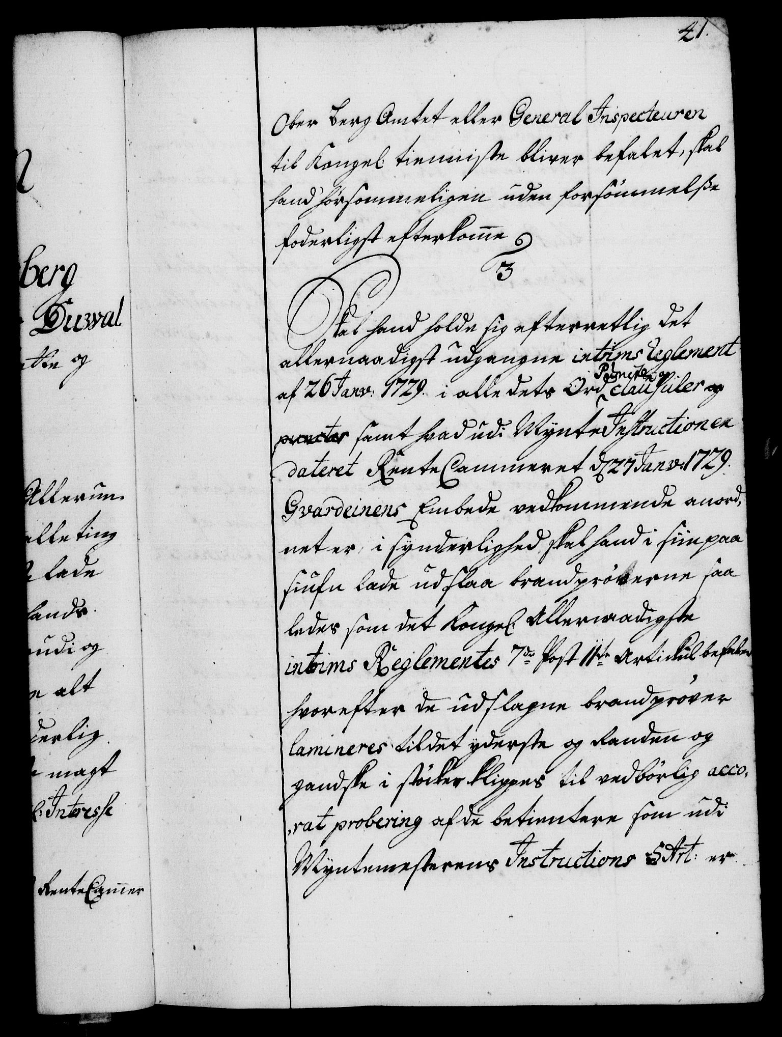 Rentekammeret, Kammerkanselliet, RA/EA-3111/G/Gg/Ggi/L0002: Norsk instruksjonsprotokoll med register (merket RK 53.35), 1729-1751, p. 41
