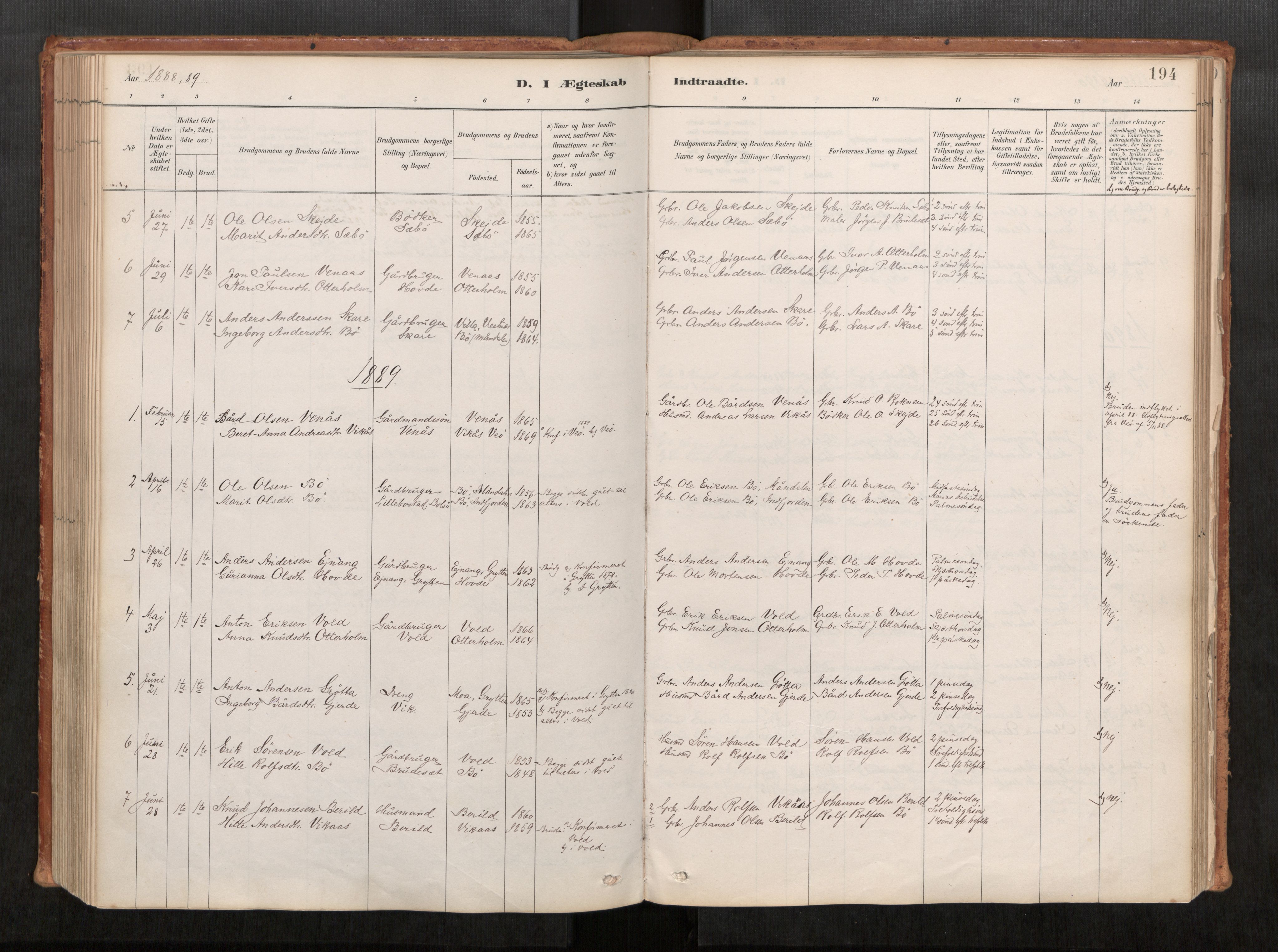 Ministerialprotokoller, klokkerbøker og fødselsregistre - Møre og Romsdal, SAT/A-1454/543/L0568: Parish register (official) no. 543A03, 1885-1915, p. 194