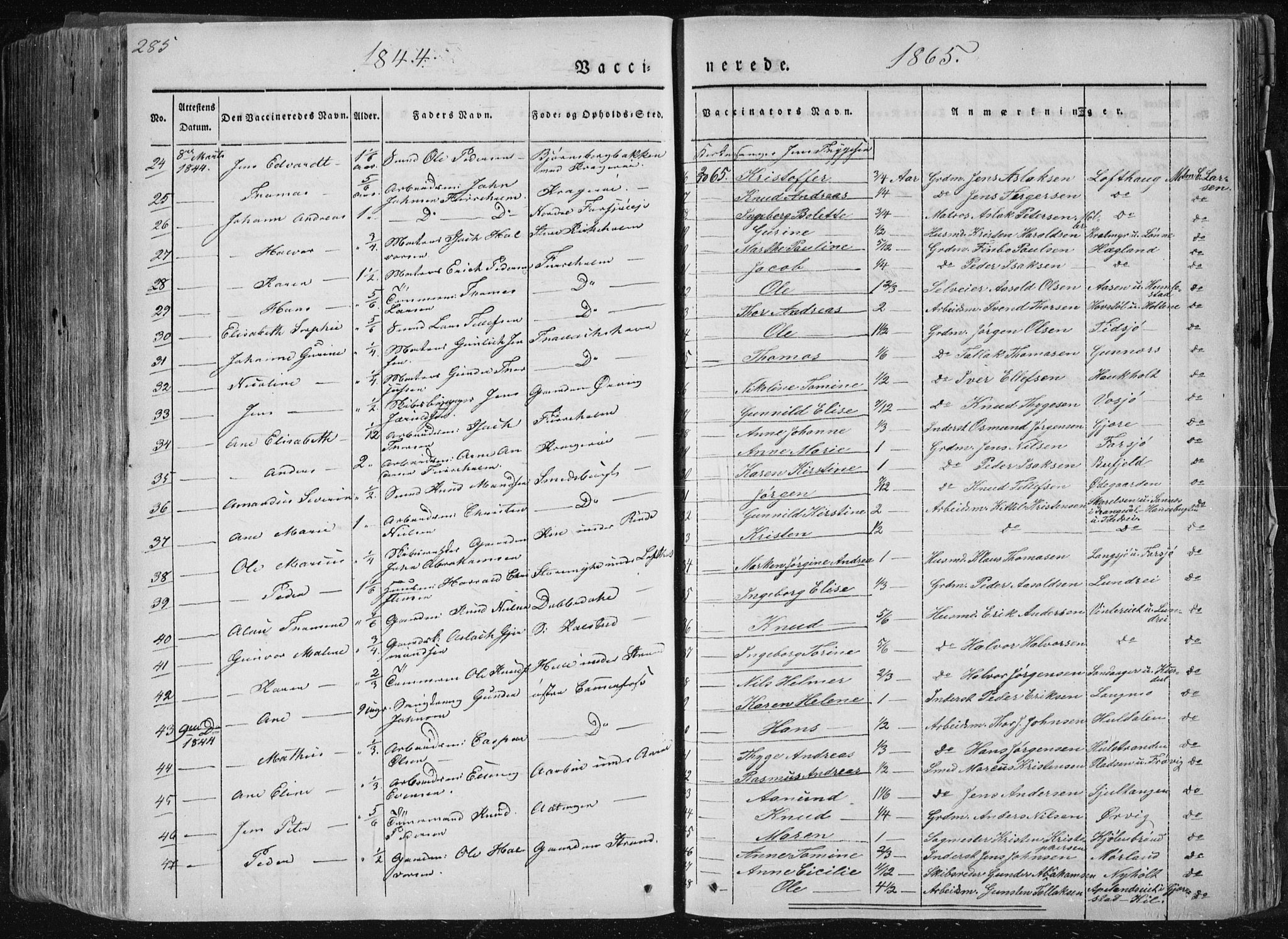 Sannidal kirkebøker, SAKO/A-296/F/Fa/L0007: Parish register (official) no. 7, 1831-1854, p. 285