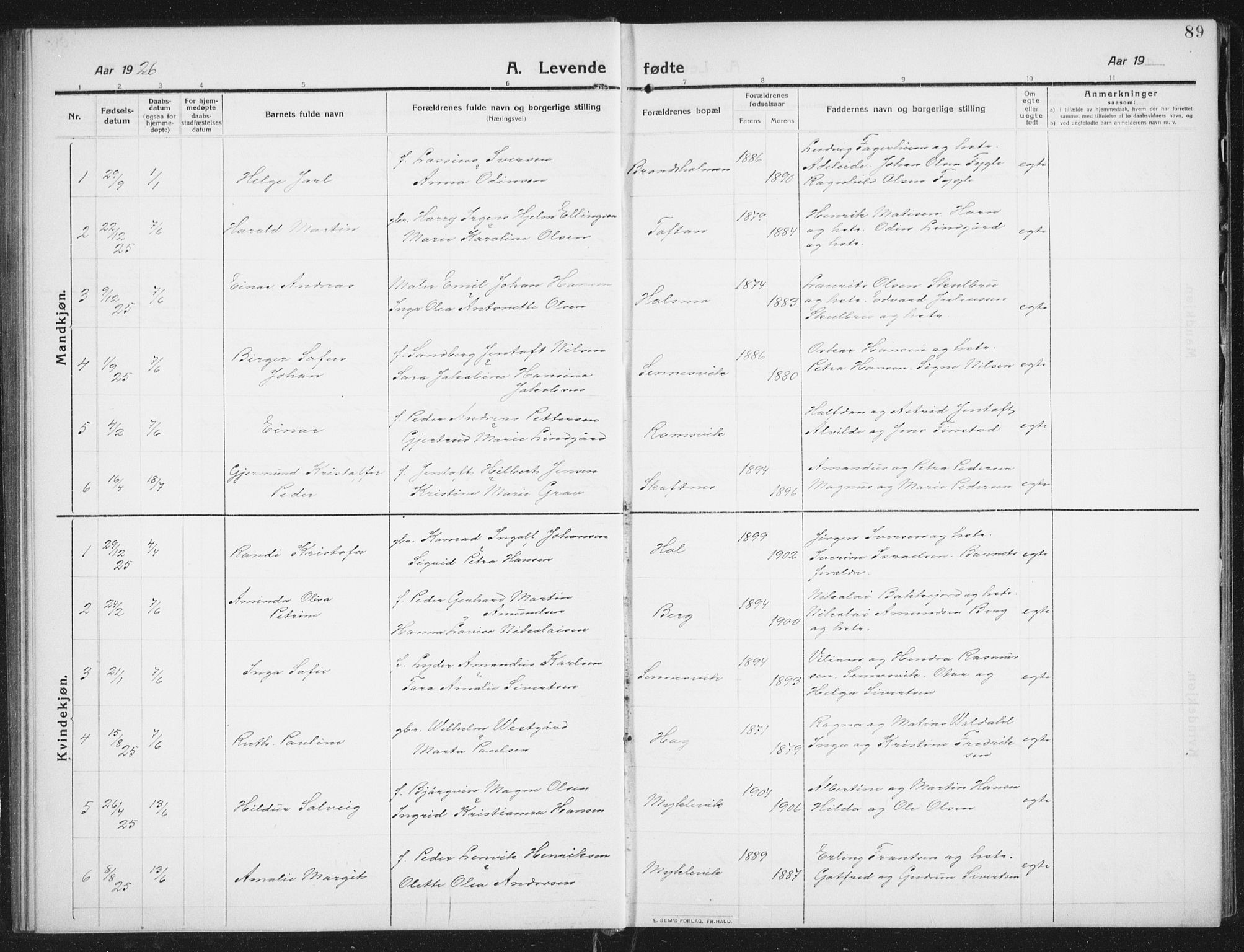 Ministerialprotokoller, klokkerbøker og fødselsregistre - Nordland, SAT/A-1459/882/L1183: Parish register (copy) no. 882C01, 1911-1938, p. 89