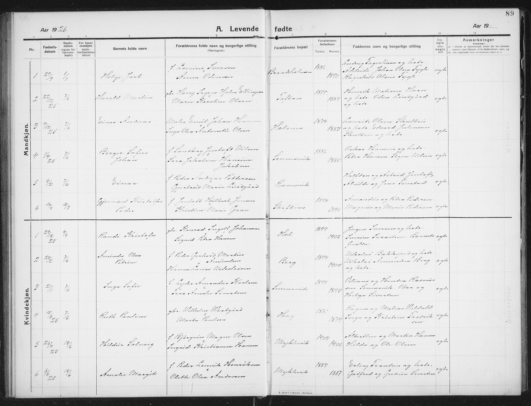 Ministerialprotokoller, klokkerbøker og fødselsregistre - Nordland, AV/SAT-A-1459/882/L1183: Parish register (copy) no. 882C01, 1911-1938, p. 89