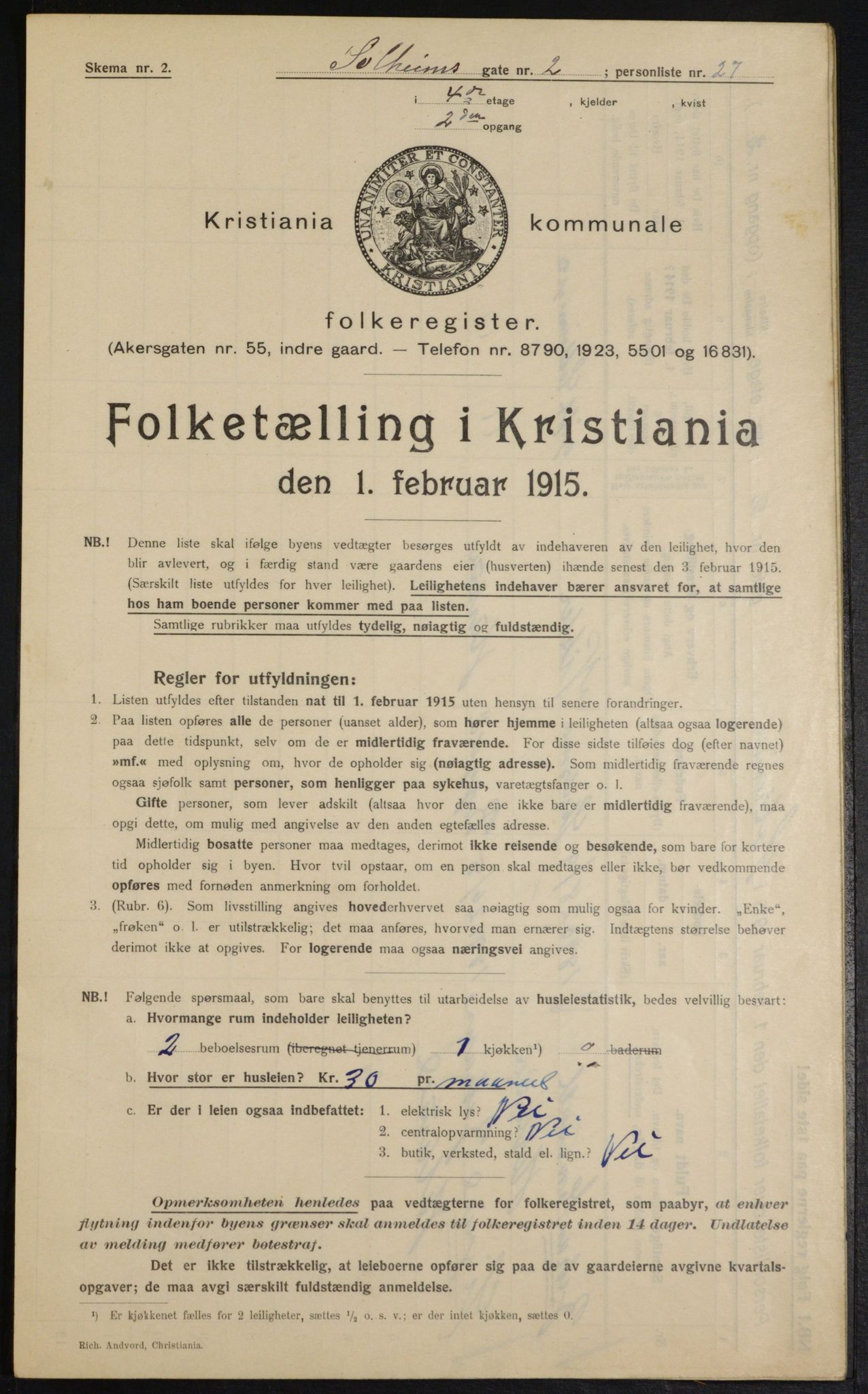 OBA, Municipal Census 1915 for Kristiania, 1915, p. 99384