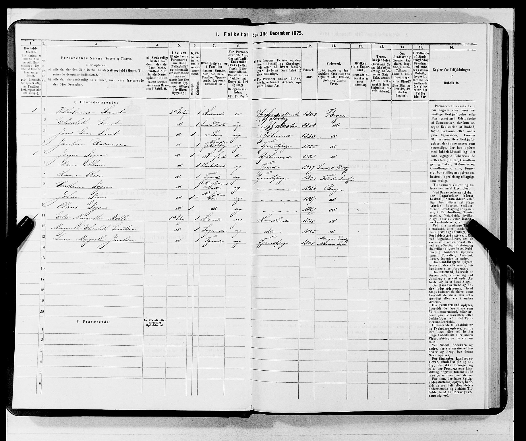 SAB, 1875 census for 1301 Bergen, 1875, p. 3613