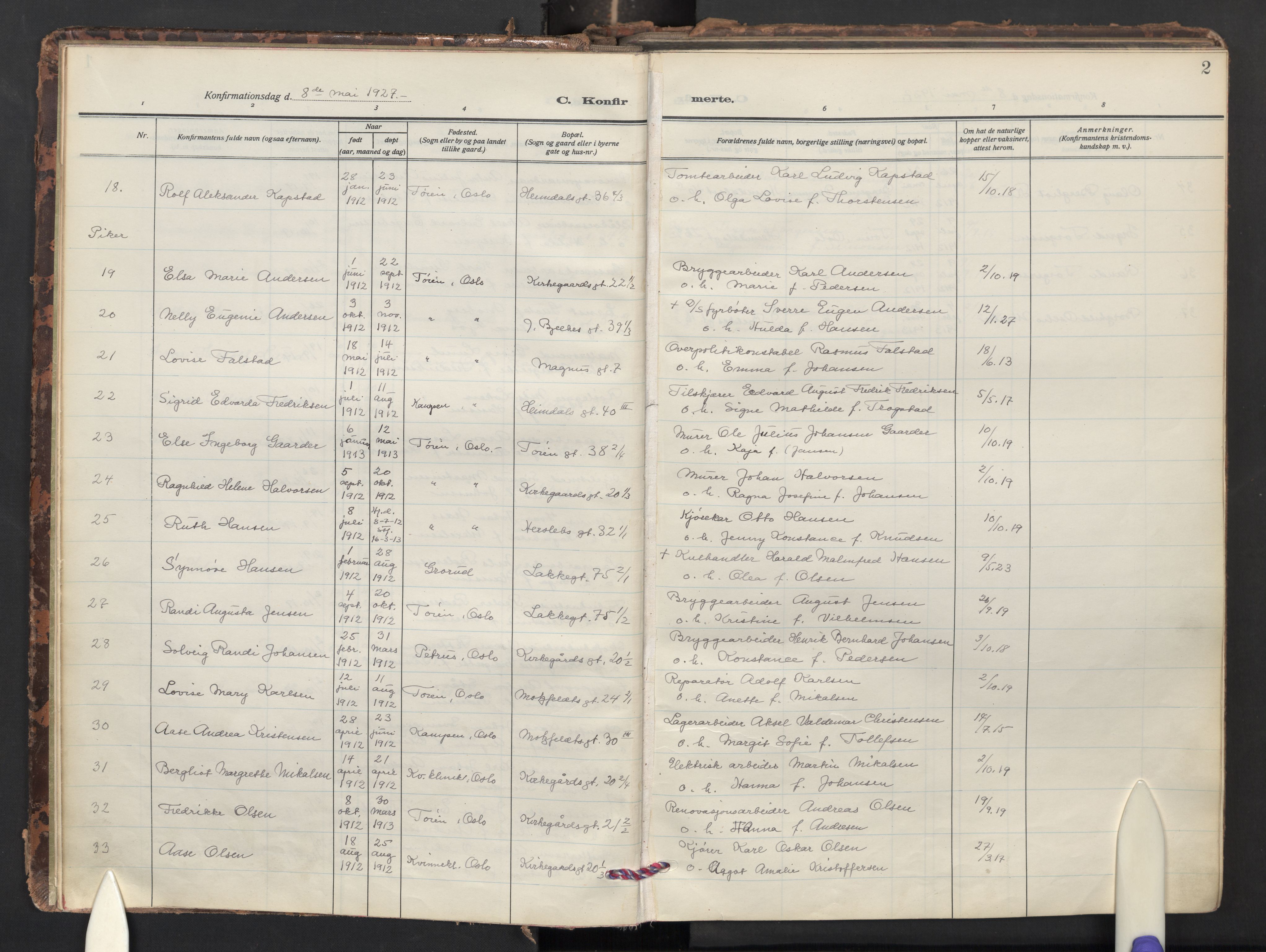 Tøyen prestekontor Kirkebøker, AV/SAO-A-10167a/F/Fa/L0005: Parish register (official) no. I 5, 1927-1981, p. 2
