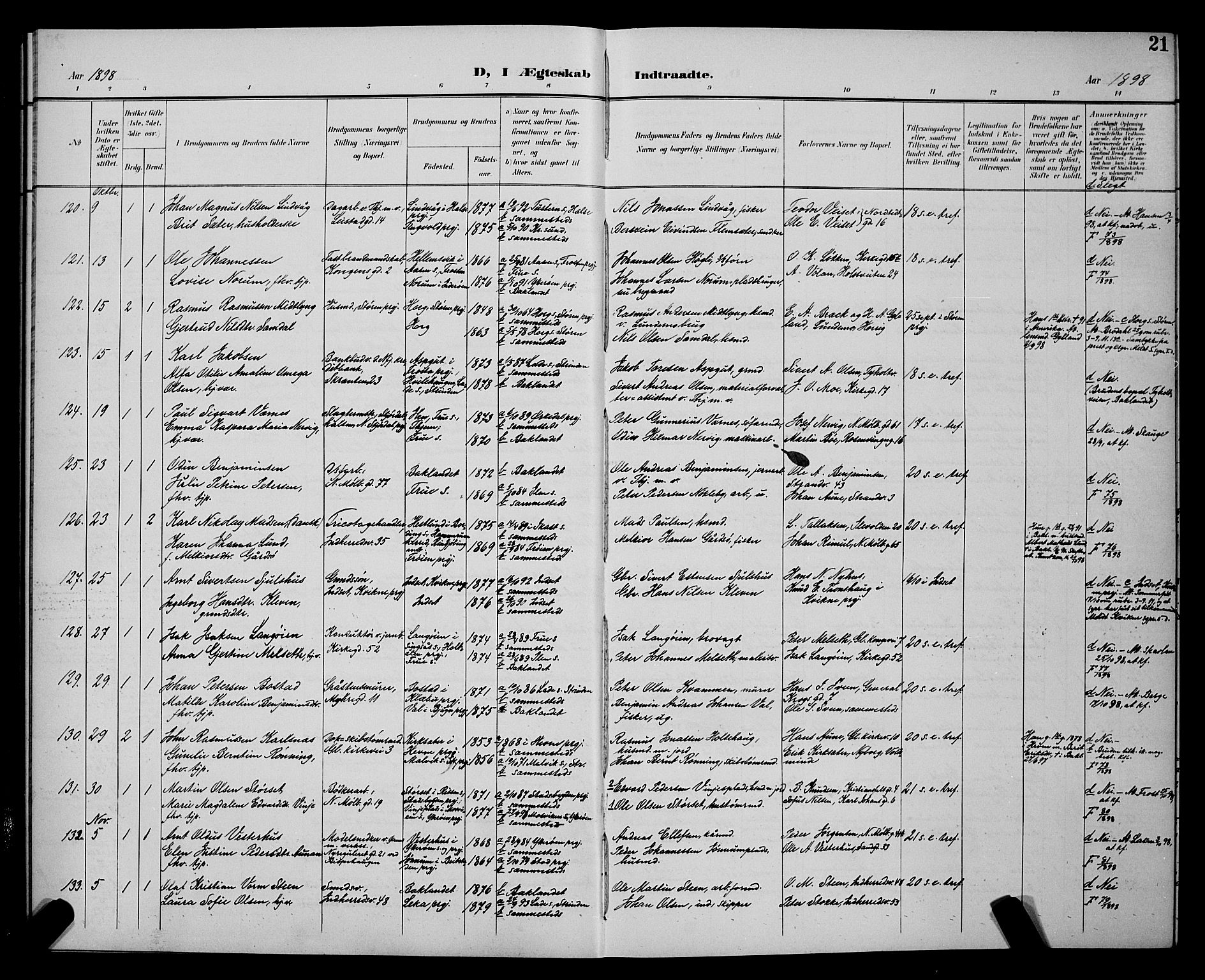 Ministerialprotokoller, klokkerbøker og fødselsregistre - Sør-Trøndelag, AV/SAT-A-1456/604/L0226: Parish register (copy) no. 604C09, 1897-1900, p. 21