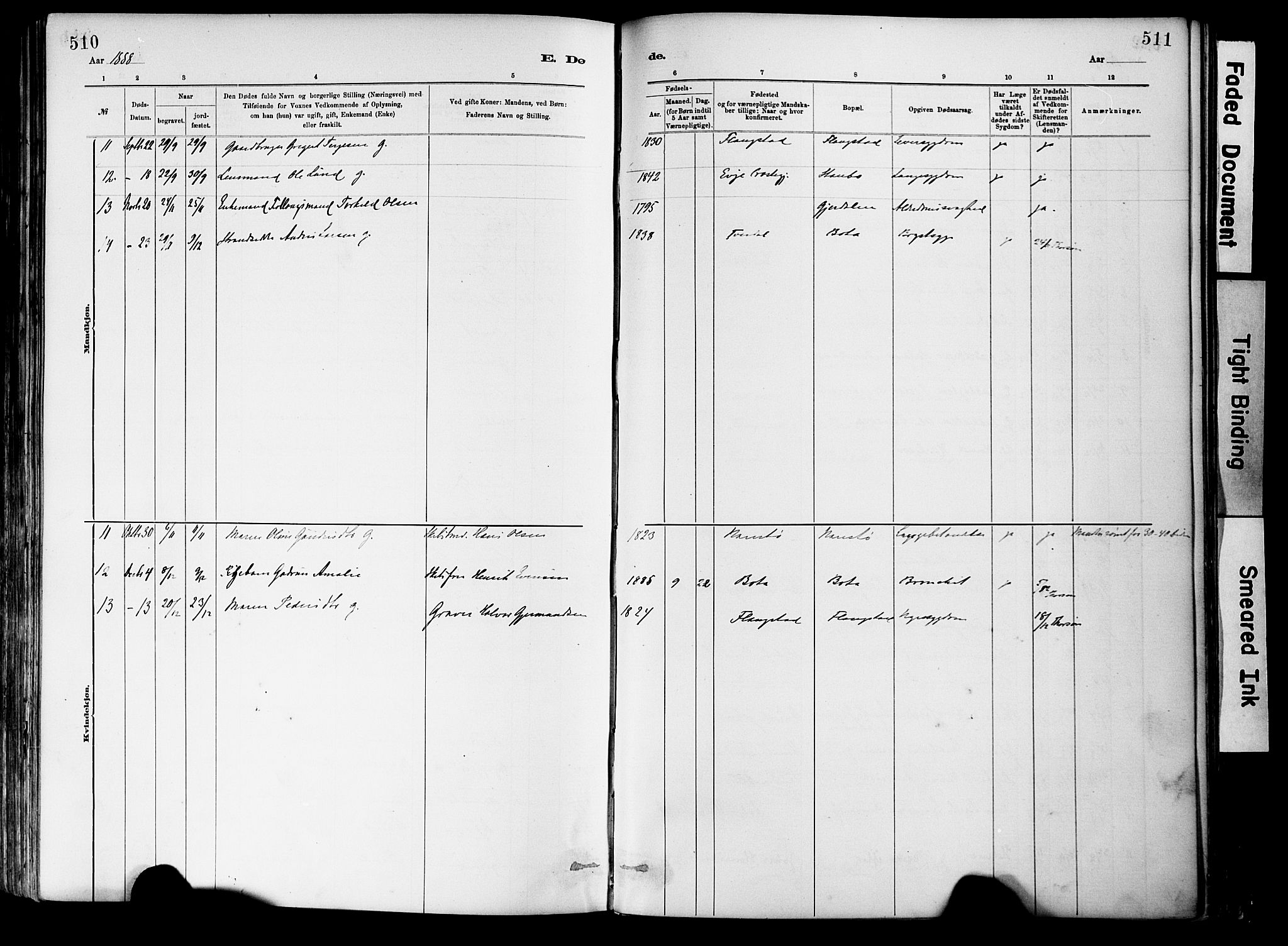 Dypvåg sokneprestkontor, AV/SAK-1111-0007/F/Fa/Fab/L0001: Parish register (official) no. A 1, 1885-1912, p. 510-511