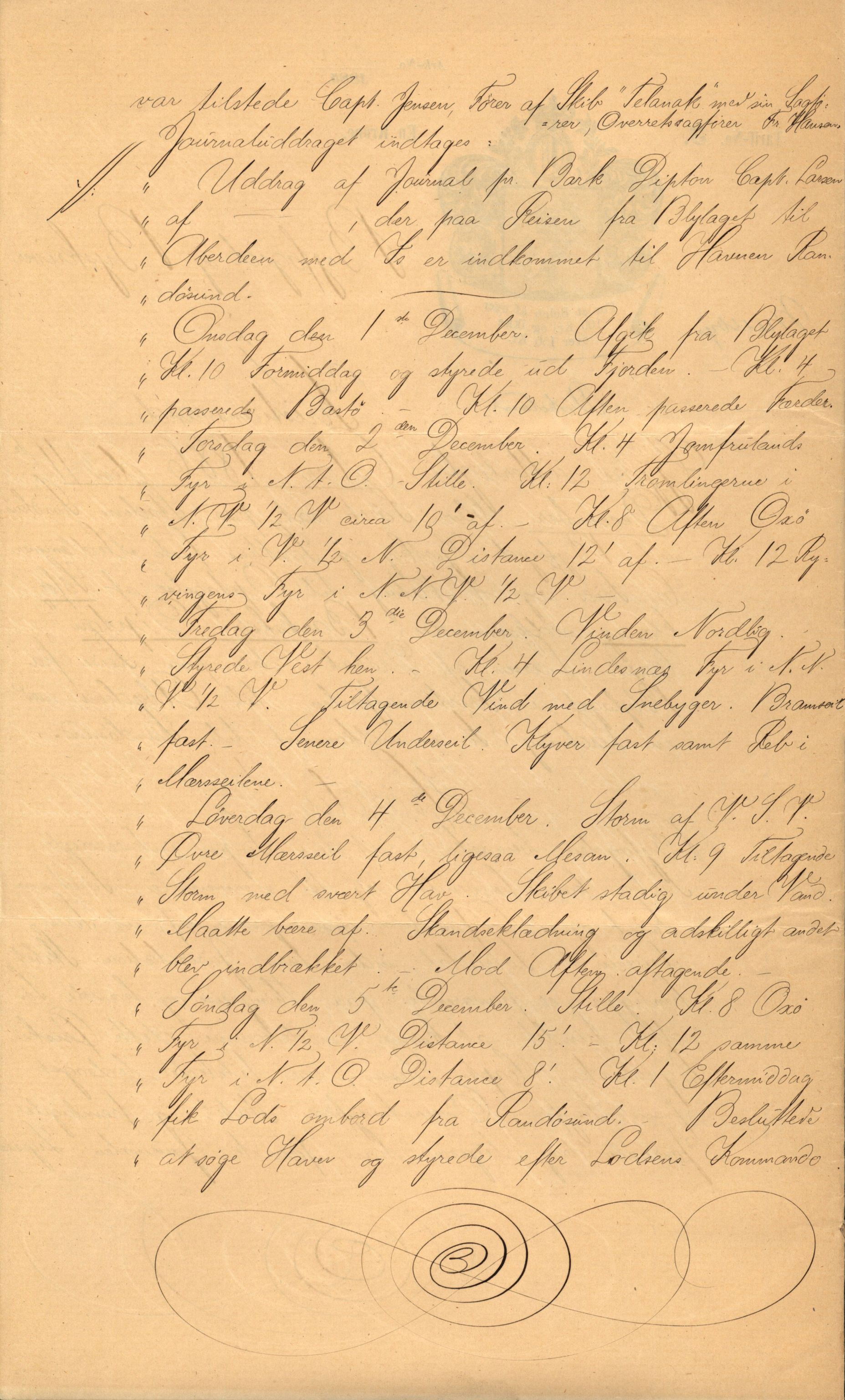 Pa 63 - Østlandske skibsassuranceforening, VEMU/A-1079/G/Ga/L0019/0001: Havaridokumenter / Telanak, Telefon, Ternen, Sir John Lawrence, Benguela, 1886, p. 3