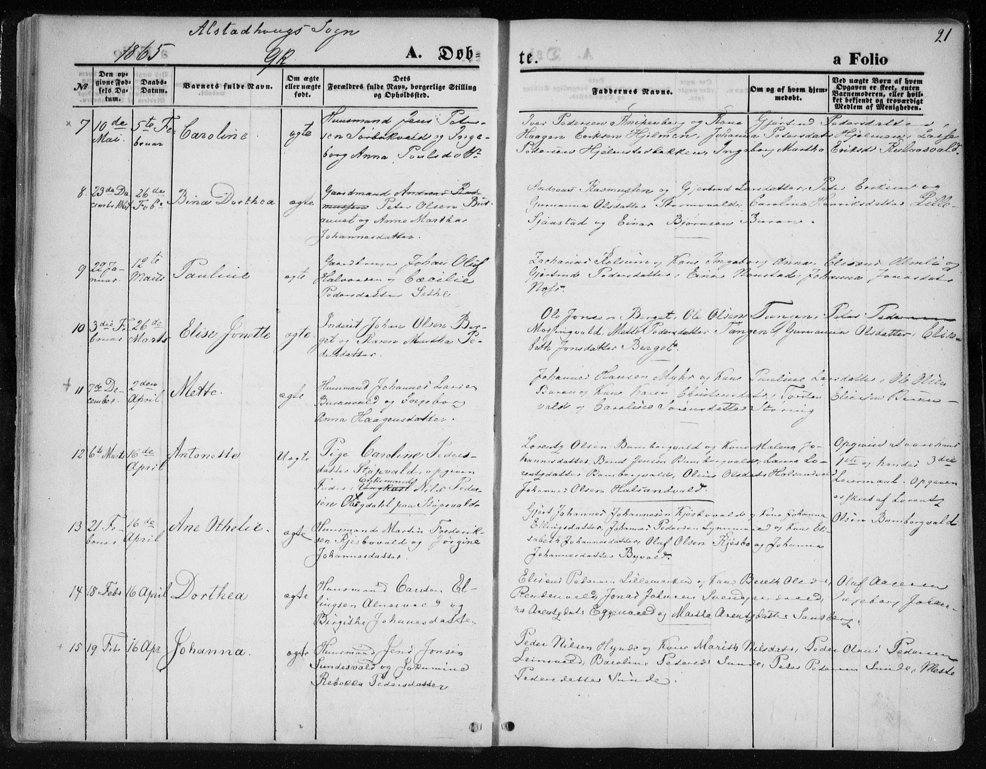 Ministerialprotokoller, klokkerbøker og fødselsregistre - Nord-Trøndelag, SAT/A-1458/717/L0157: Parish register (official) no. 717A08 /1, 1863-1877, p. 21