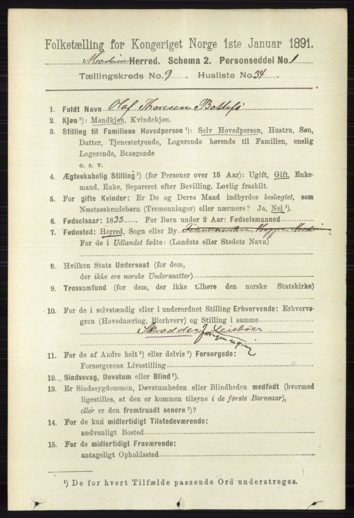 RA, 1891 census for 0623 Modum, 1891, p. 3669