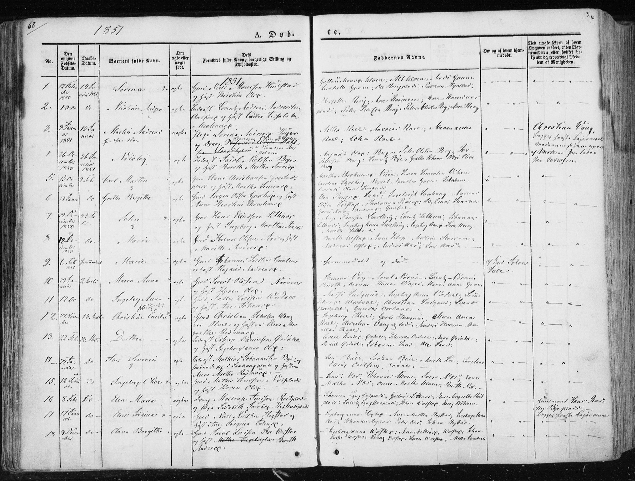 Ministerialprotokoller, klokkerbøker og fødselsregistre - Nord-Trøndelag, SAT/A-1458/730/L0280: Parish register (official) no. 730A07 /1, 1840-1854, p. 68