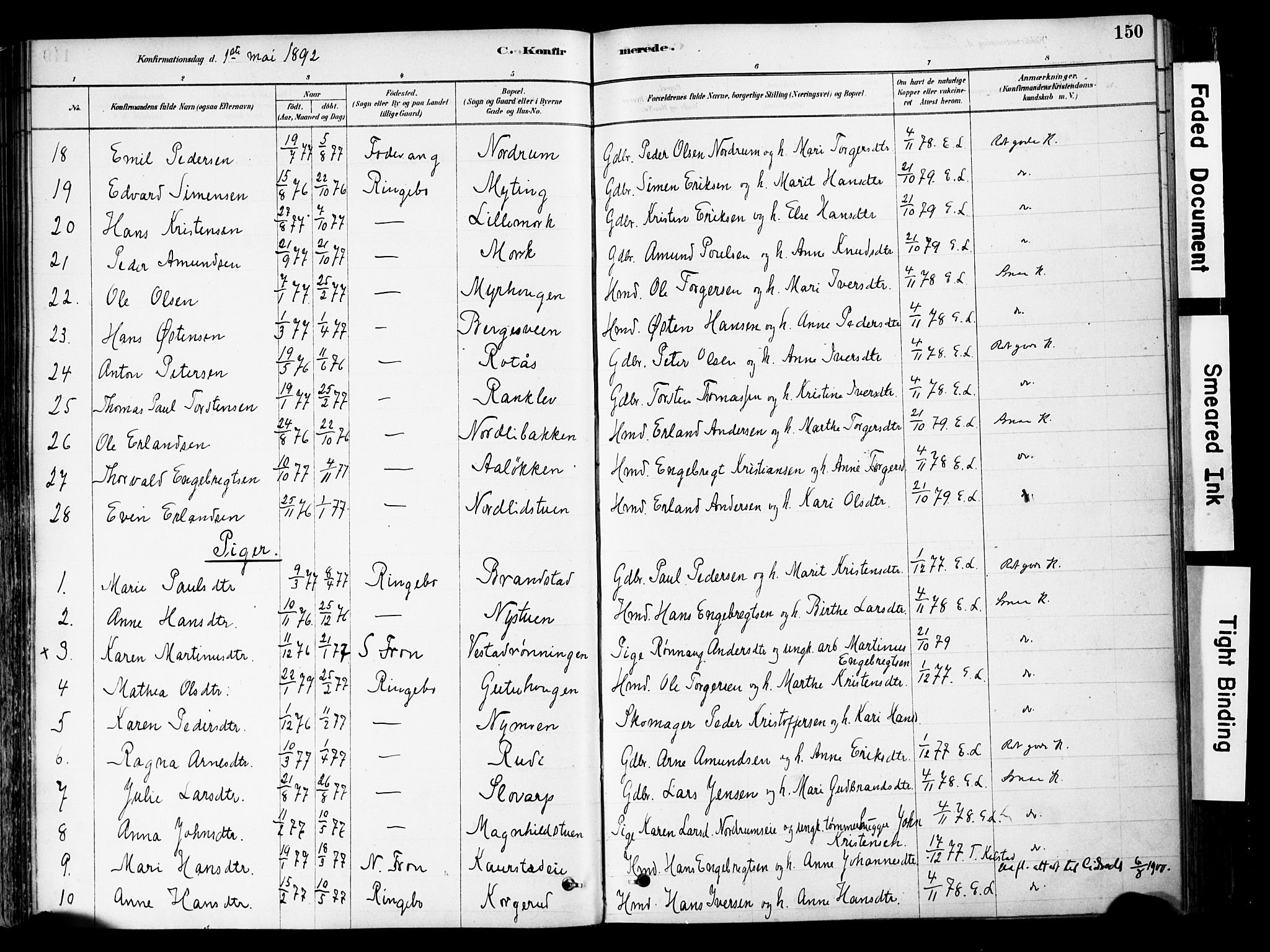 Ringebu prestekontor, AV/SAH-PREST-082/H/Ha/Haa/L0008: Parish register (official) no. 8, 1878-1898, p. 150