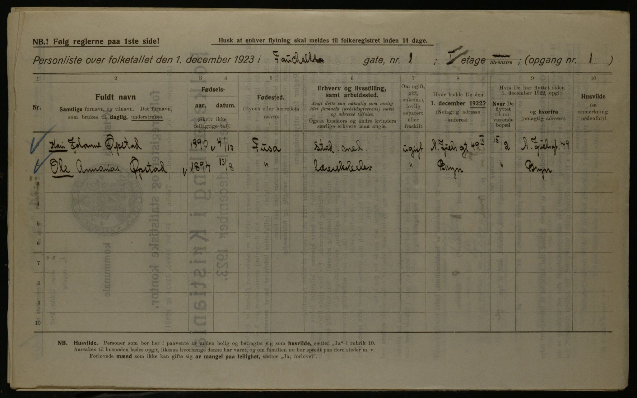 OBA, Municipal Census 1923 for Kristiania, 1923, p. 26573