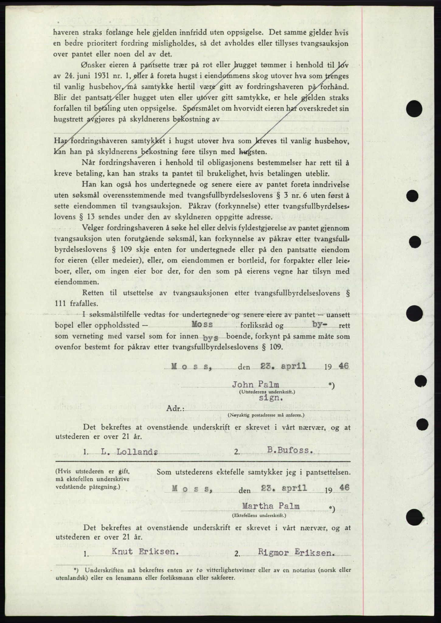 Moss sorenskriveri, SAO/A-10168: Mortgage book no. B15, 1946-1946, Diary no: : 863/1946