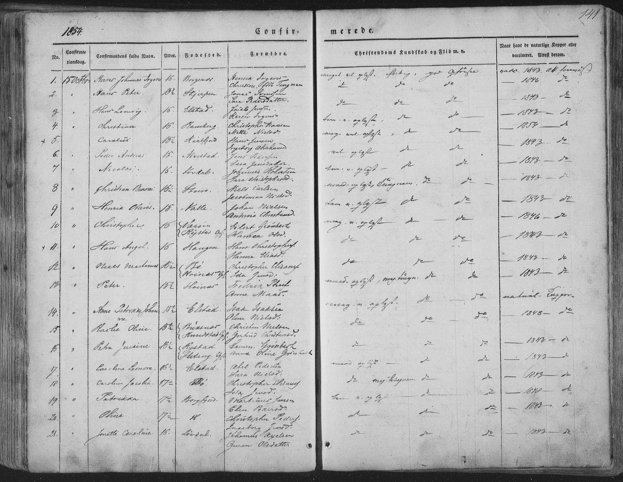 Ministerialprotokoller, klokkerbøker og fødselsregistre - Nordland, AV/SAT-A-1459/880/L1131: Parish register (official) no. 880A05, 1844-1868, p. 141