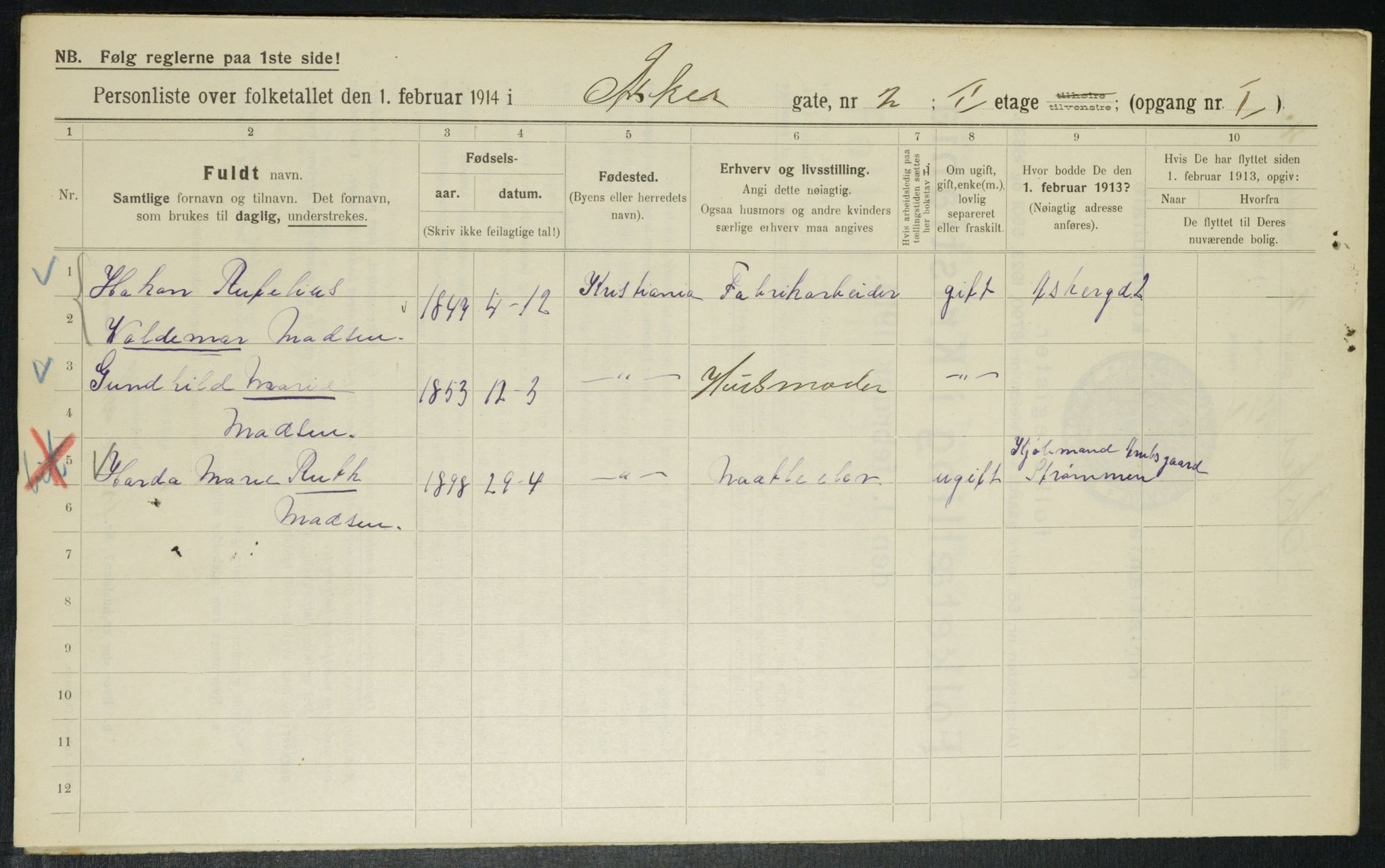 OBA, Municipal Census 1914 for Kristiania, 1914, p. 2524