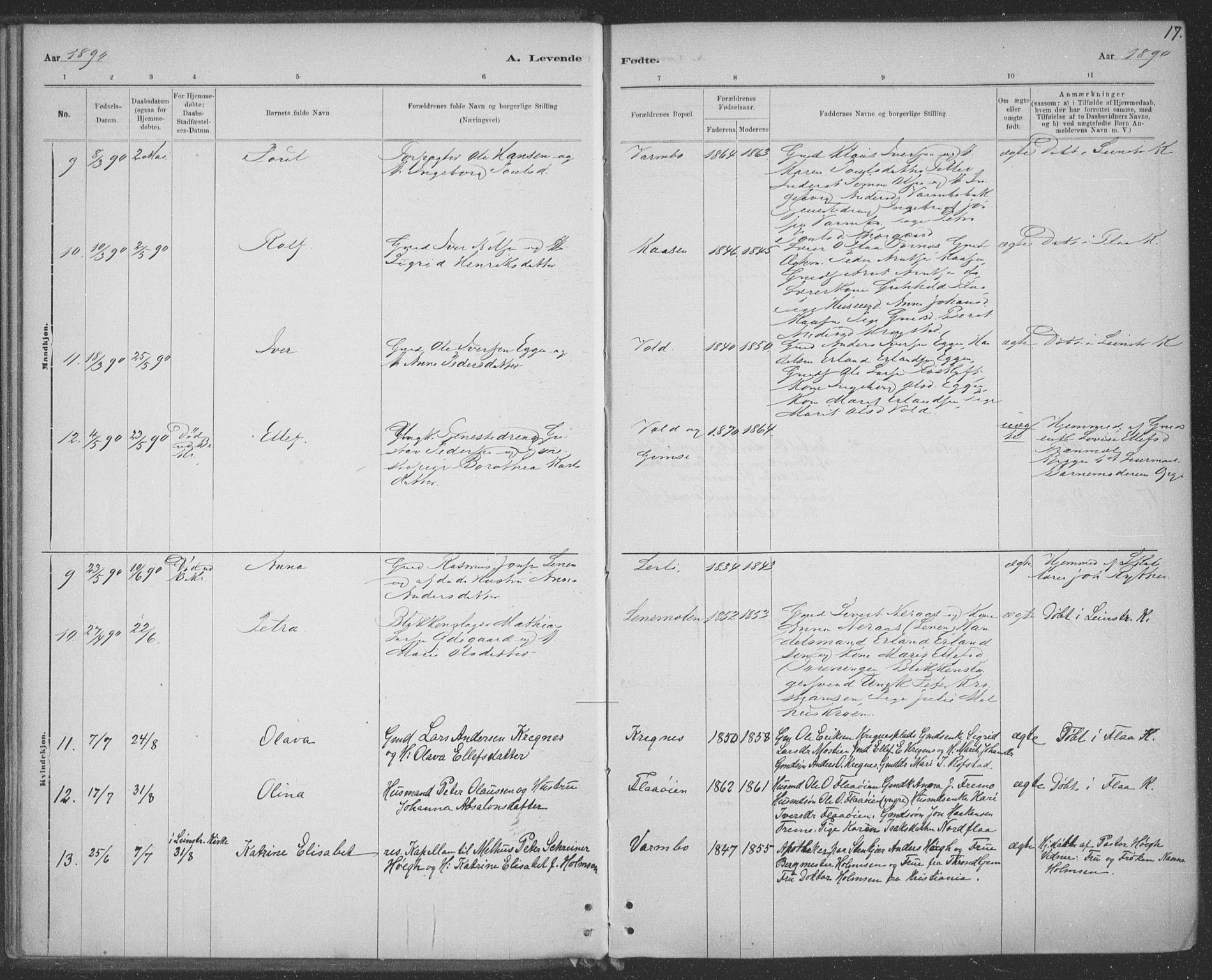 Ministerialprotokoller, klokkerbøker og fødselsregistre - Sør-Trøndelag, SAT/A-1456/691/L1085: Parish register (official) no. 691A17, 1887-1908, p. 17