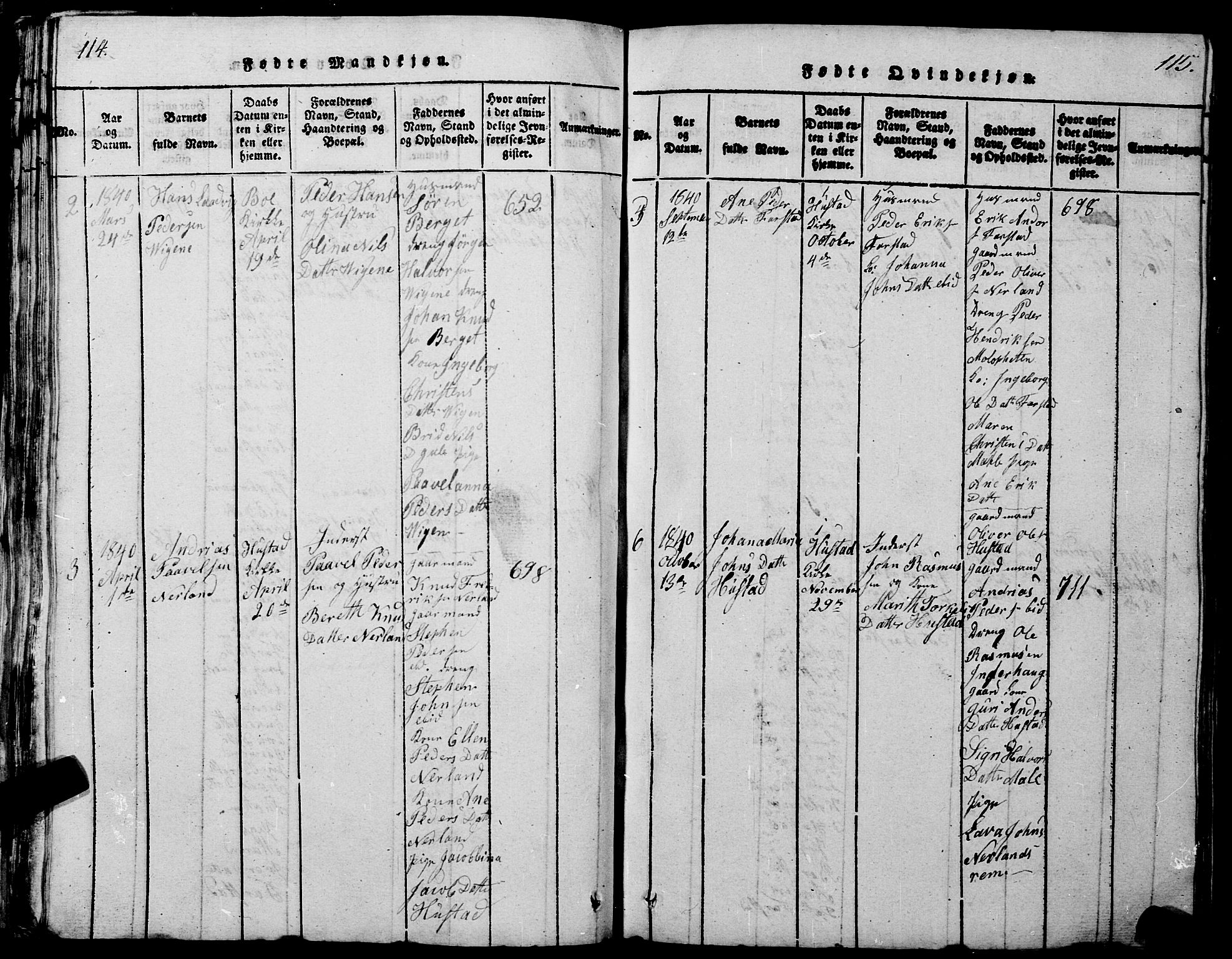 Ministerialprotokoller, klokkerbøker og fødselsregistre - Møre og Romsdal, AV/SAT-A-1454/567/L0781: Parish register (copy) no. 567C01, 1818-1845, p. 114-115