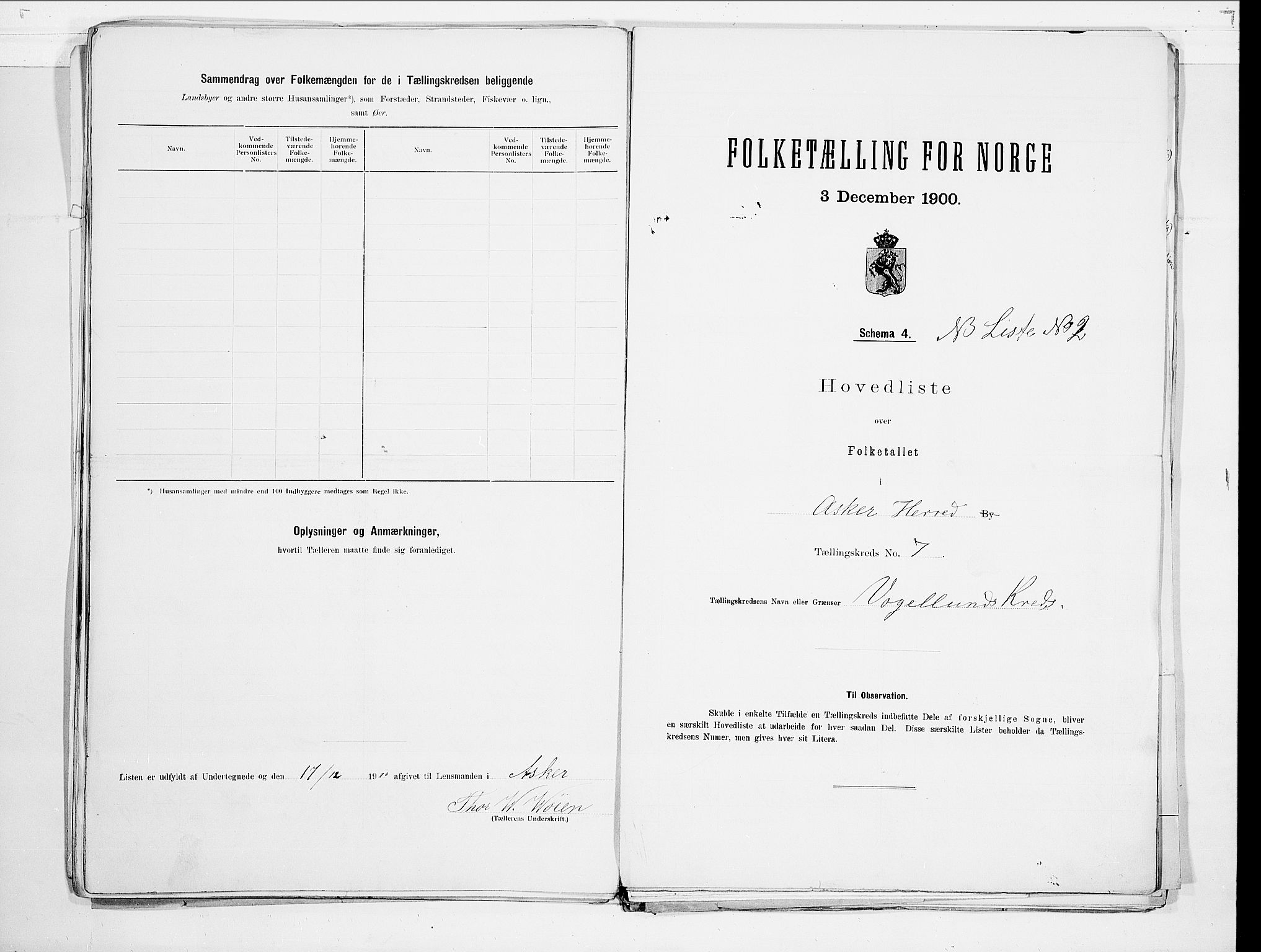 SAO, 1900 census for Asker, 1900, p. 22