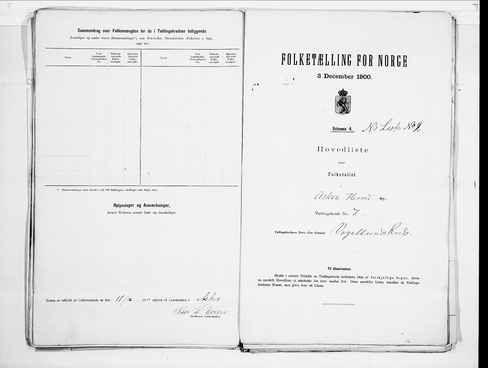 SAO, 1900 census for Asker, 1900, p. 22