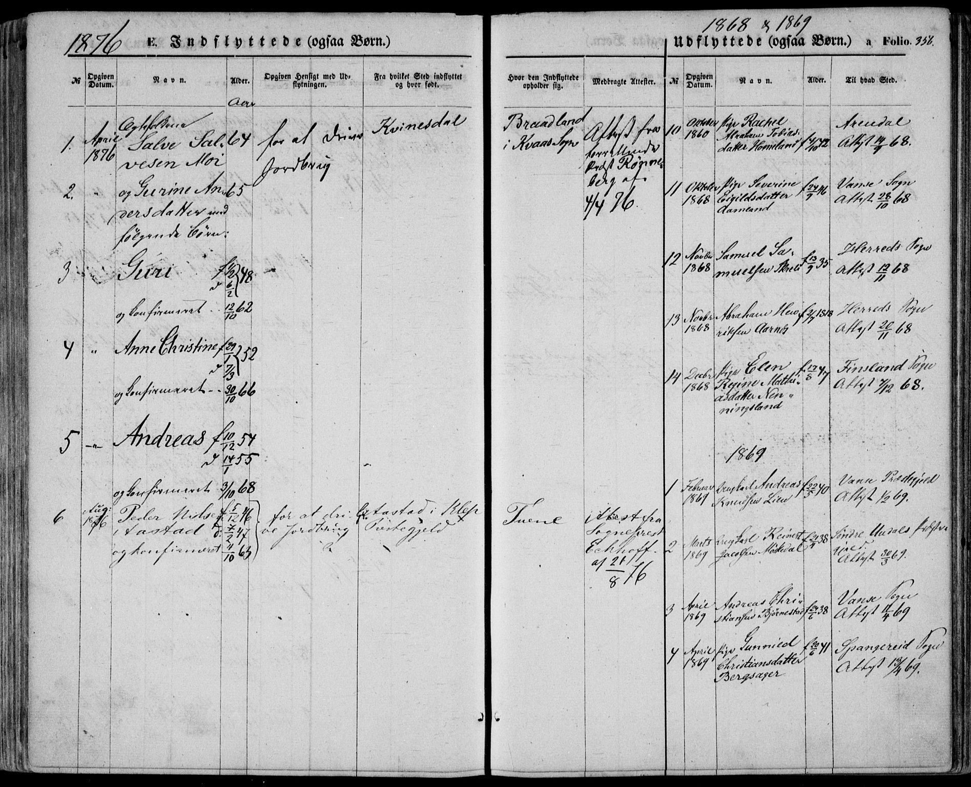 Lyngdal sokneprestkontor, SAK/1111-0029/F/Fa/Fac/L0010: Parish register (official) no. A 10, 1865-1878, p. 356