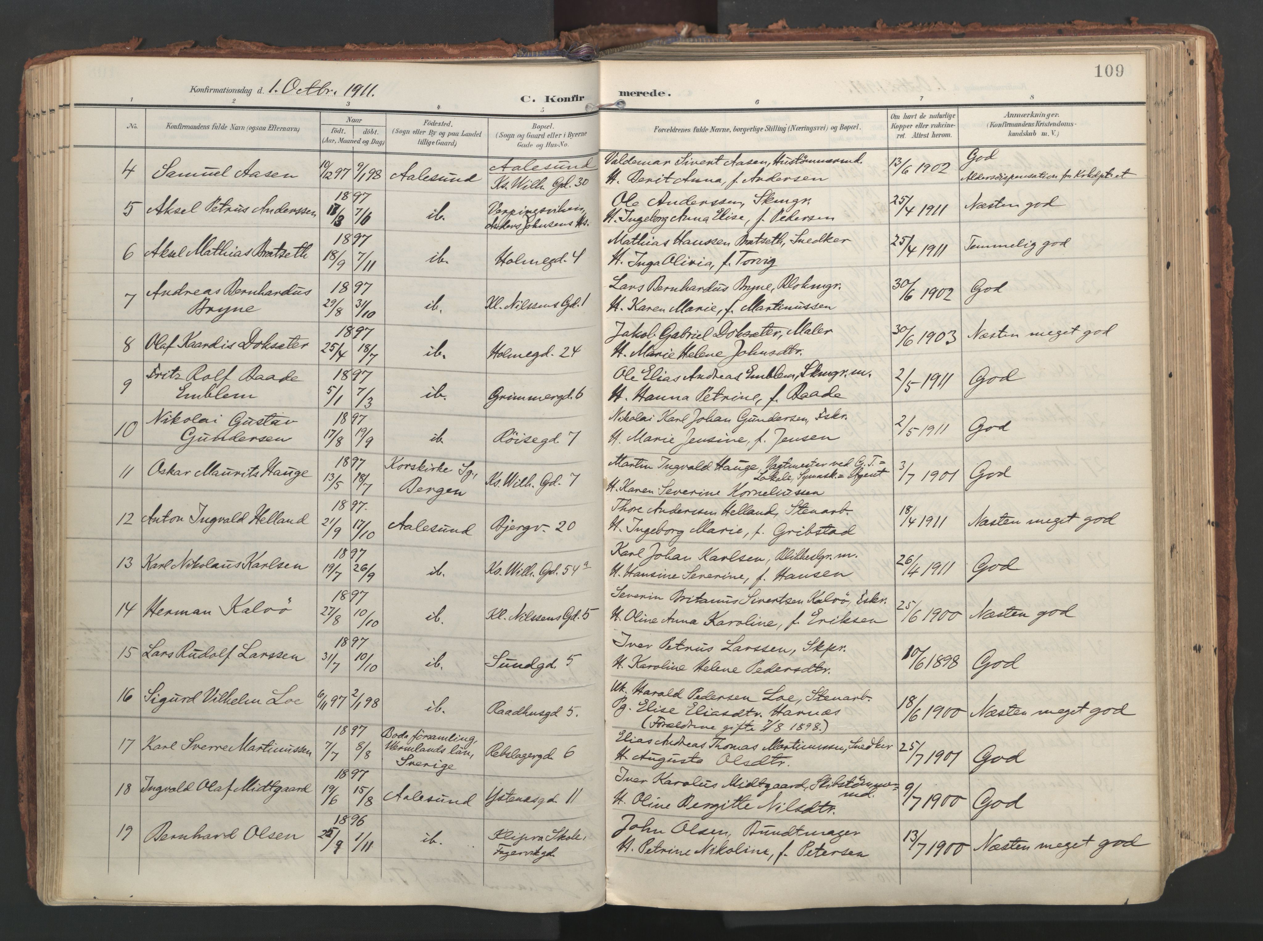 Ministerialprotokoller, klokkerbøker og fødselsregistre - Møre og Romsdal, AV/SAT-A-1454/529/L0459: Parish register (official) no. 529A09, 1904-1917, p. 109