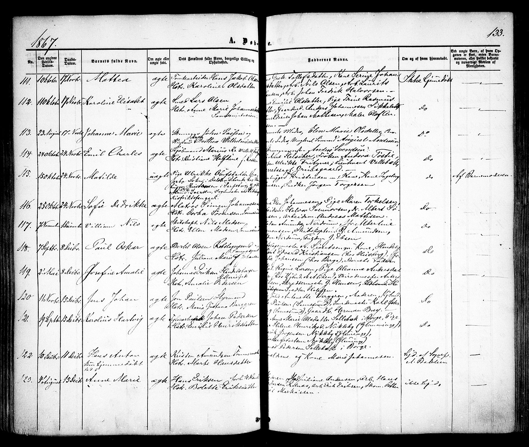 Sarpsborg prestekontor Kirkebøker, AV/SAO-A-2006/F/Fa/L0001: Parish register (official) no. 1, 1859-1868, p. 133