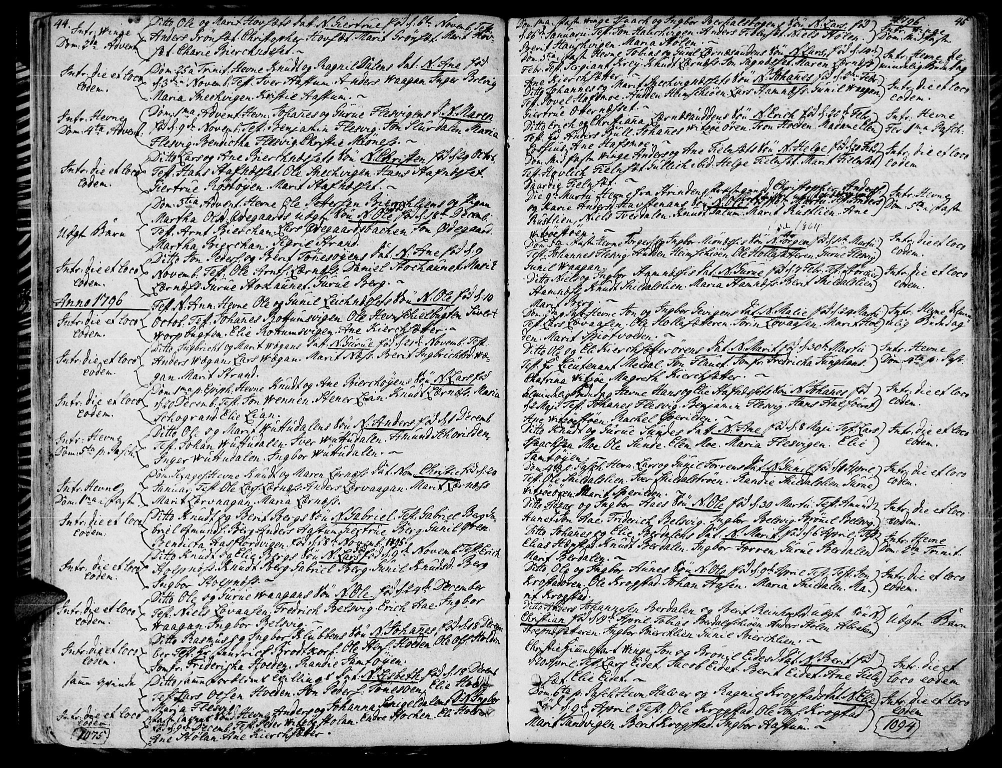 Ministerialprotokoller, klokkerbøker og fødselsregistre - Sør-Trøndelag, SAT/A-1456/630/L0490: Parish register (official) no. 630A03, 1795-1818, p. 44-45
