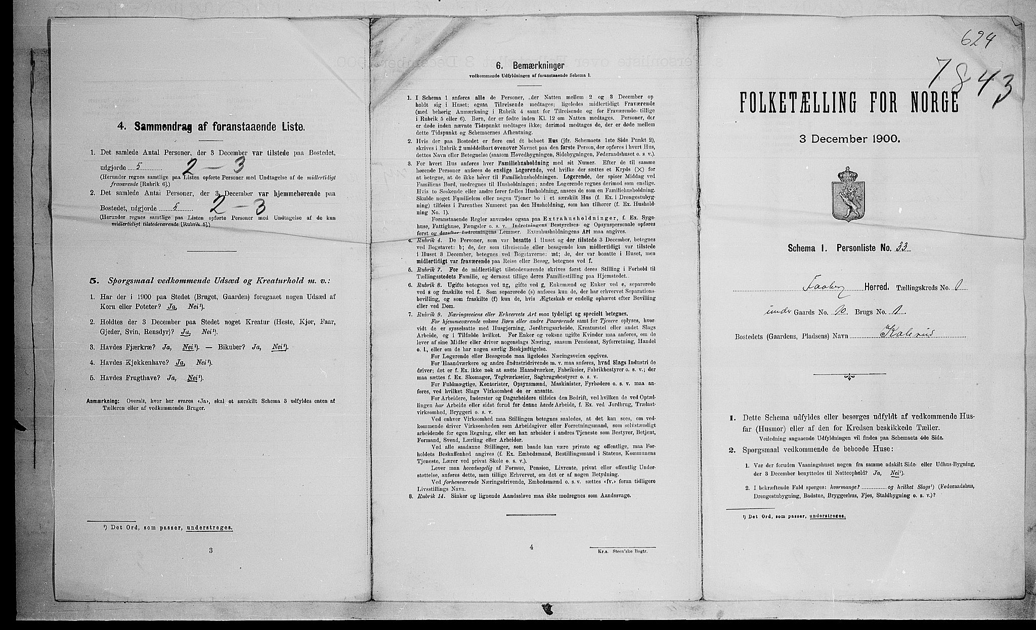 SAH, 1900 census for Fåberg, 1900, p. 68