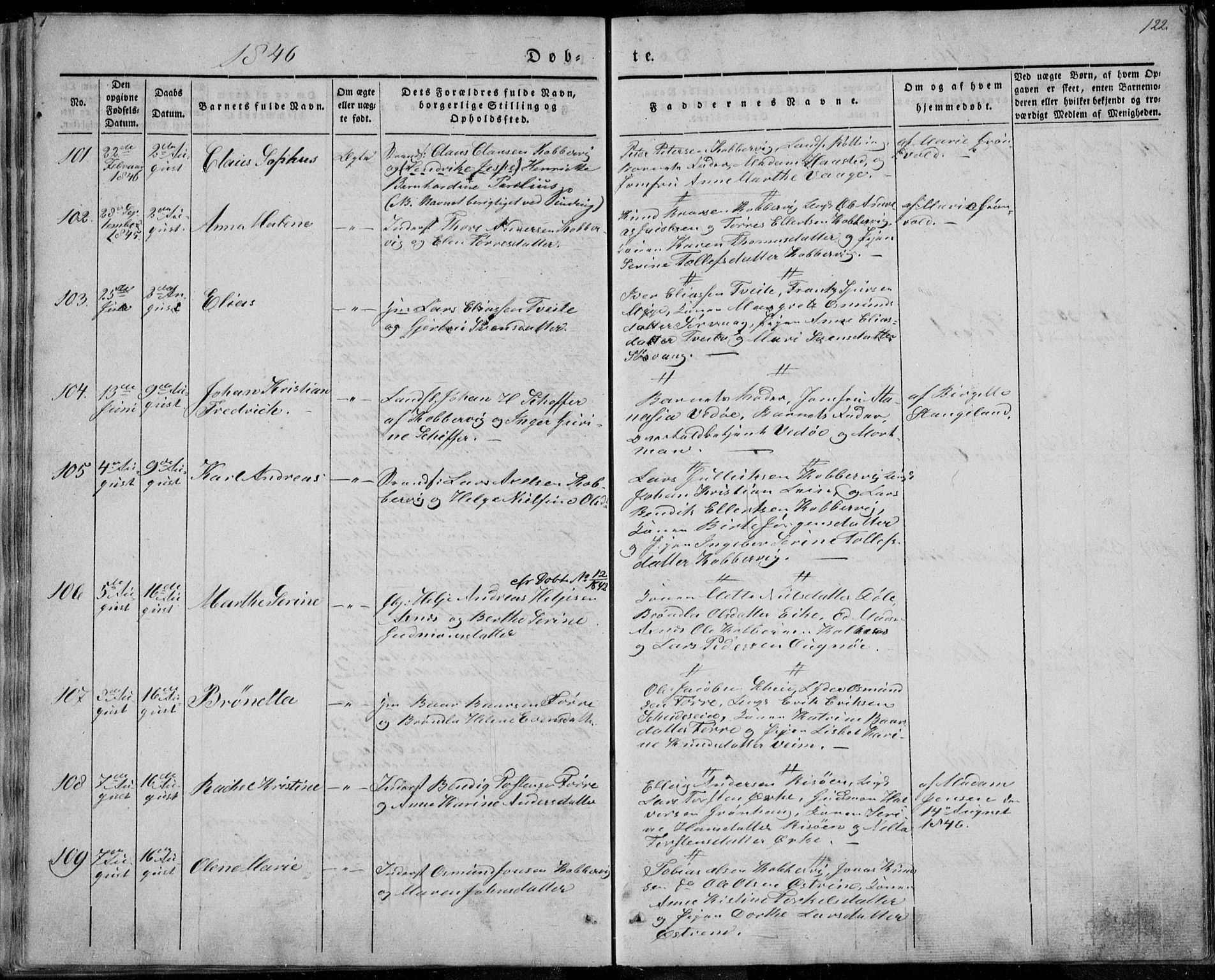 Avaldsnes sokneprestkontor, SAST/A -101851/H/Ha/Haa/L0006: Parish register (official) no. A 6, 1839-1847, p. 122