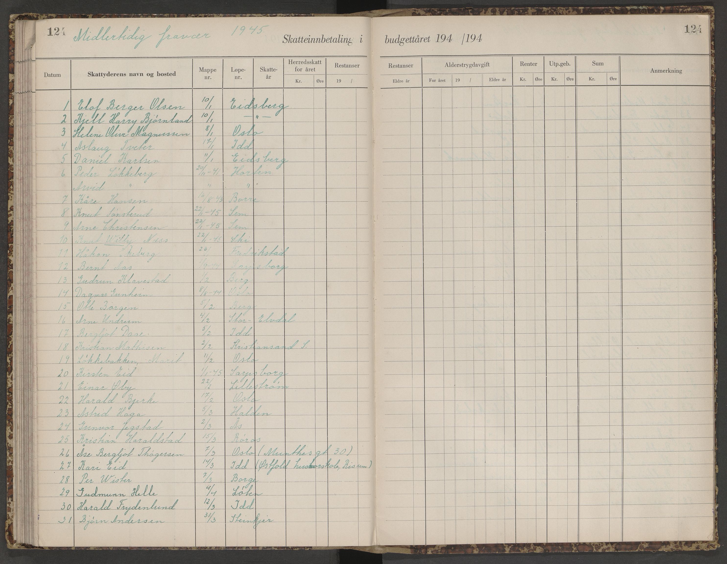 Skjeberg folkeregister, AV/SAO-A-10495/K/Ka/L0003: Fortegnelse over inn- og utflyttede, 1943-1947, p. 124