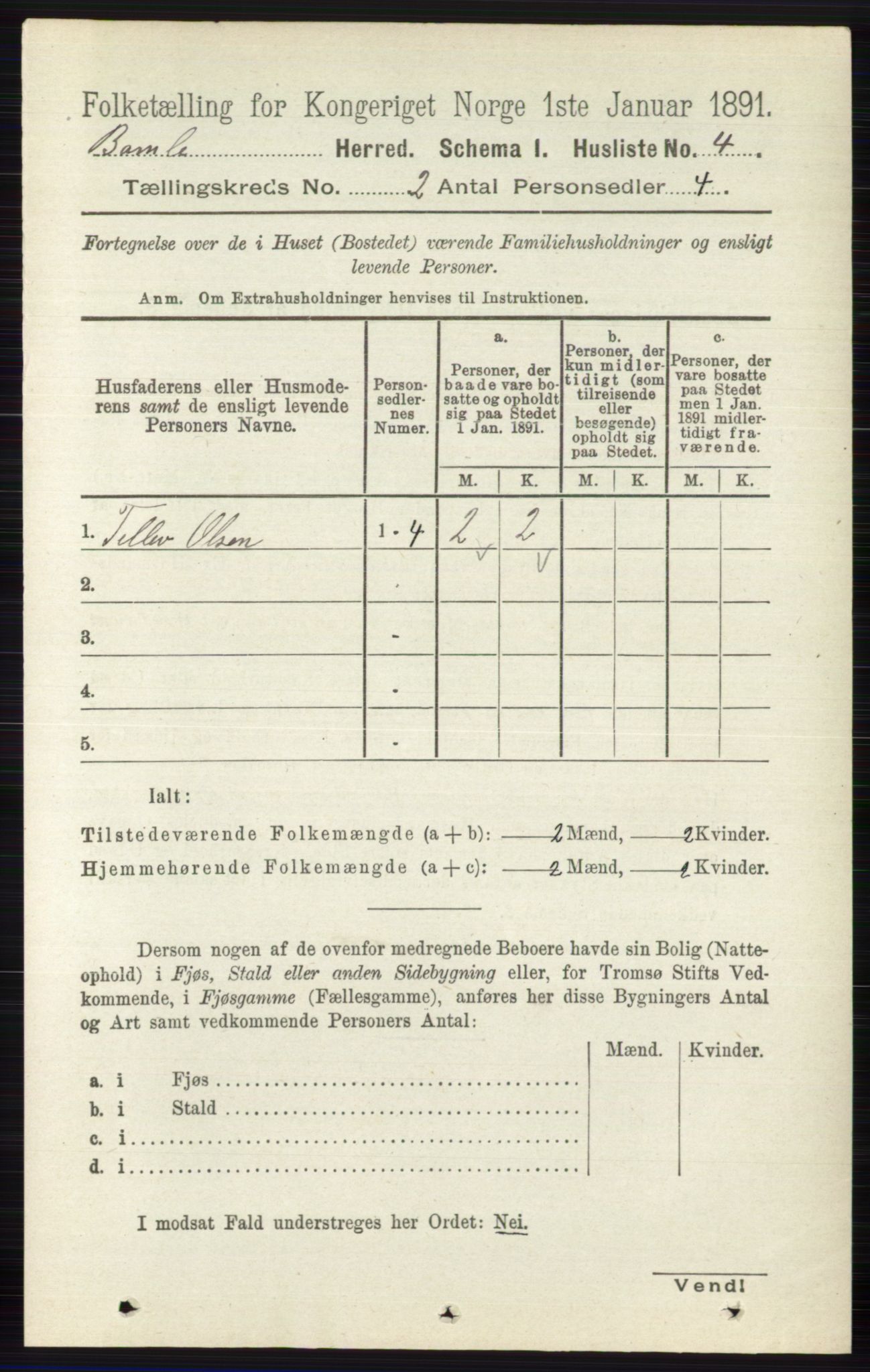 RA, 1891 census for 0814 Bamble, 1891, p. 943