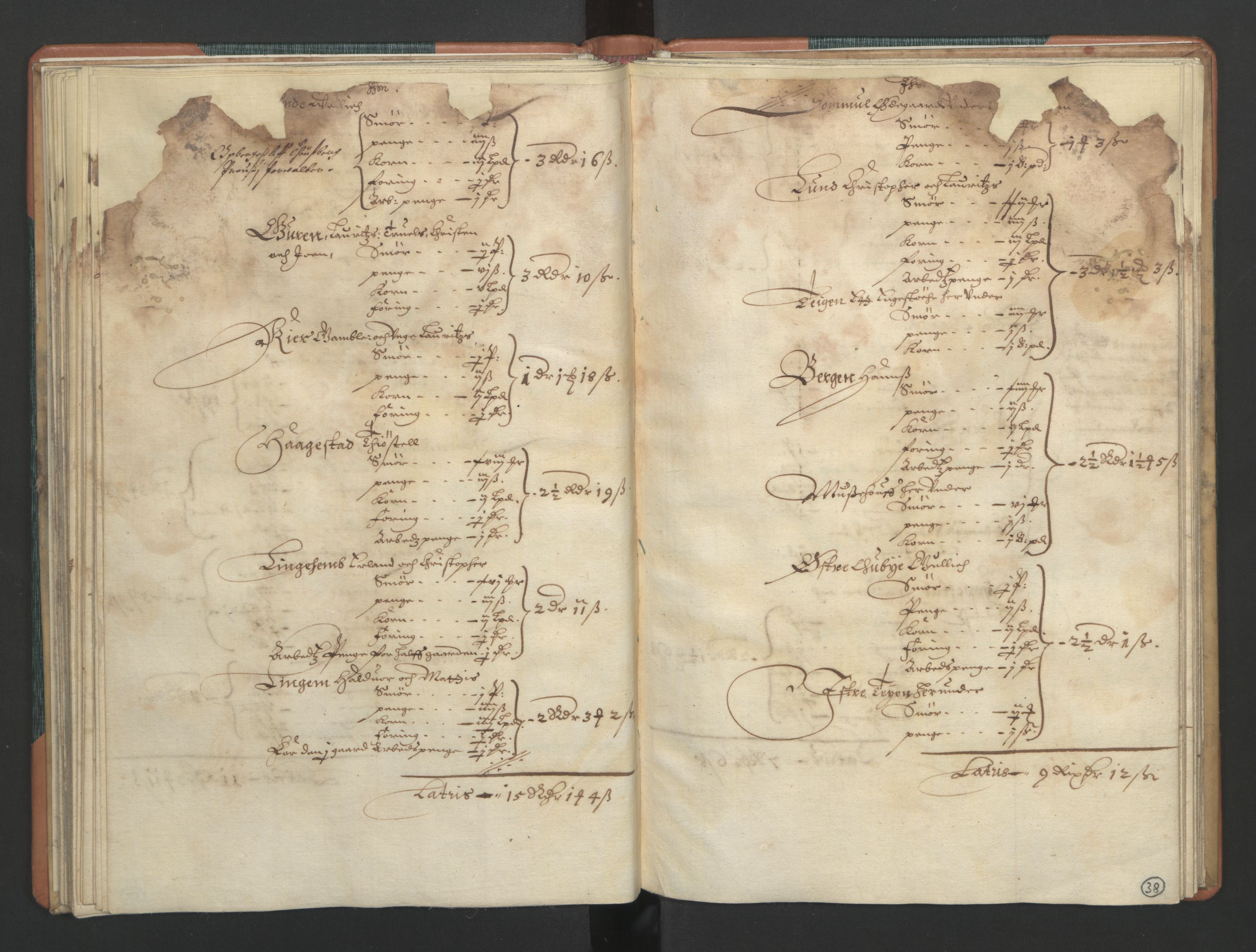 Rentekammeret inntil 1814, Realistisk ordnet avdeling, AV/RA-EA-4070/L/L0015/0002: Tønsberg lagdømme. Brunla len: / Brunla len. Kronens jordebok, 1661, p. 37b-38a