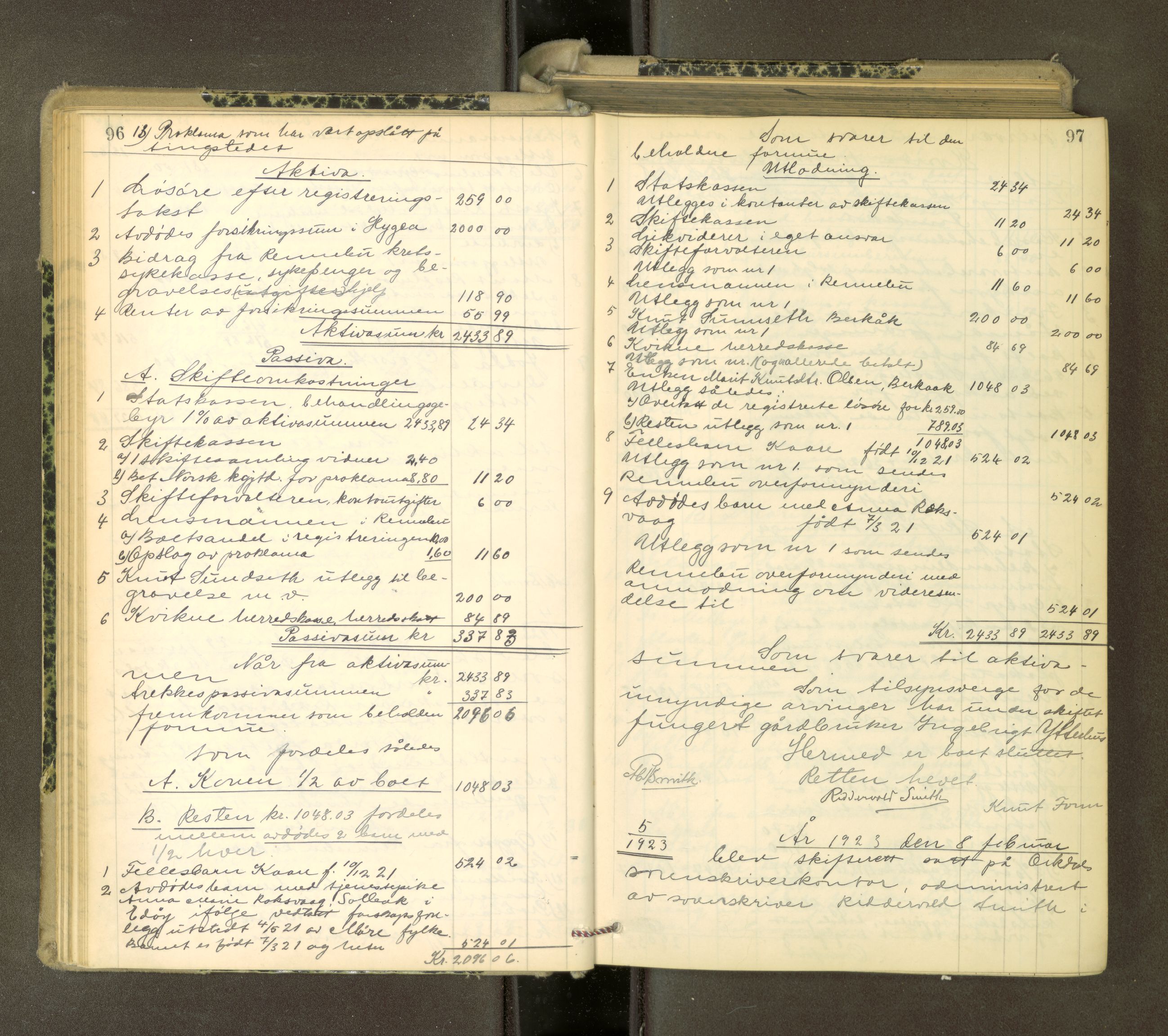 Orkdal sorenskriveri, AV/SAT-A-4169/1/3/3Aa/L0017: Skifteprotokoller, 1921-1929, p. 96-97