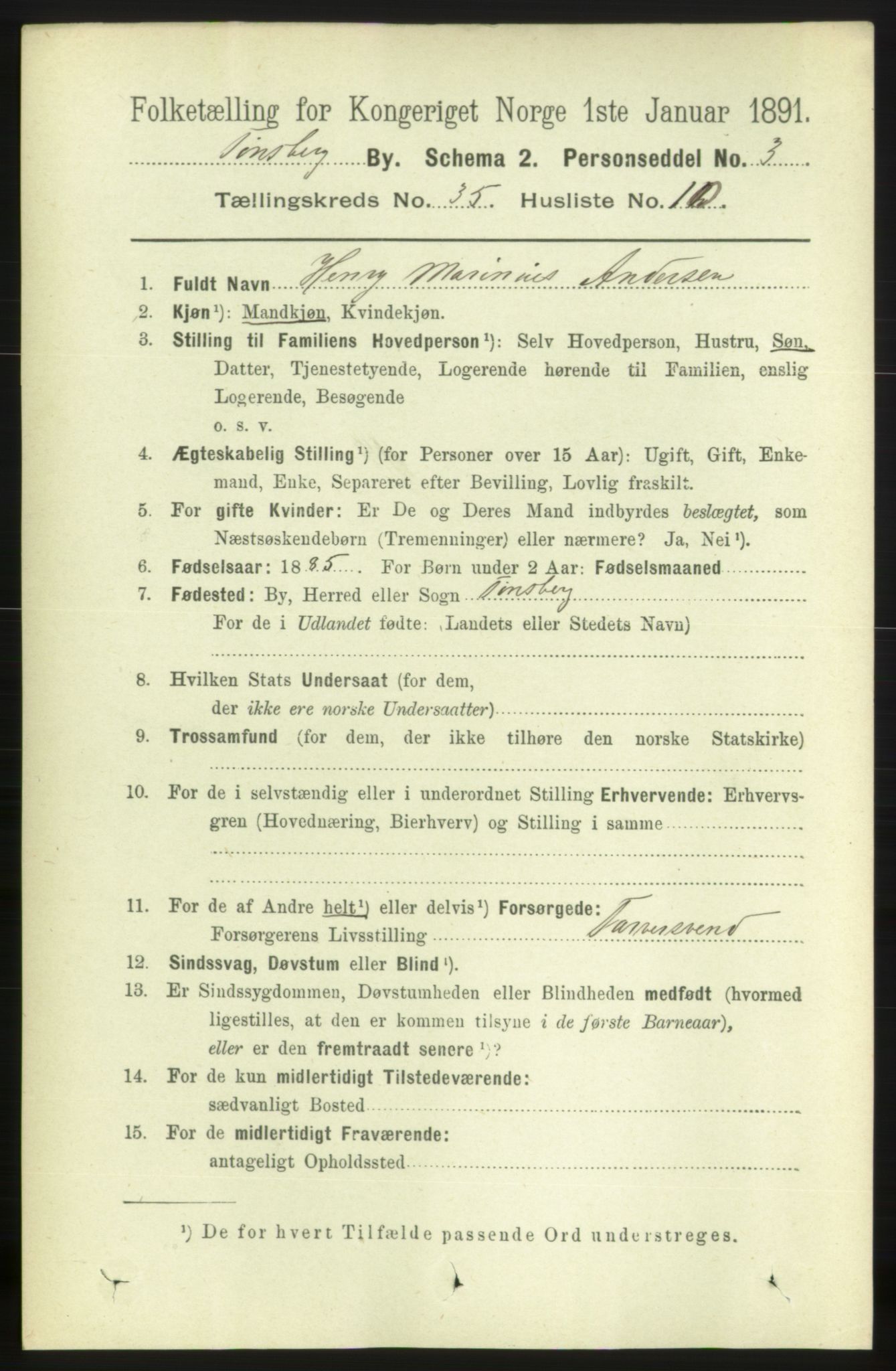 RA, 1891 census for 0705 Tønsberg, 1891, p. 7860