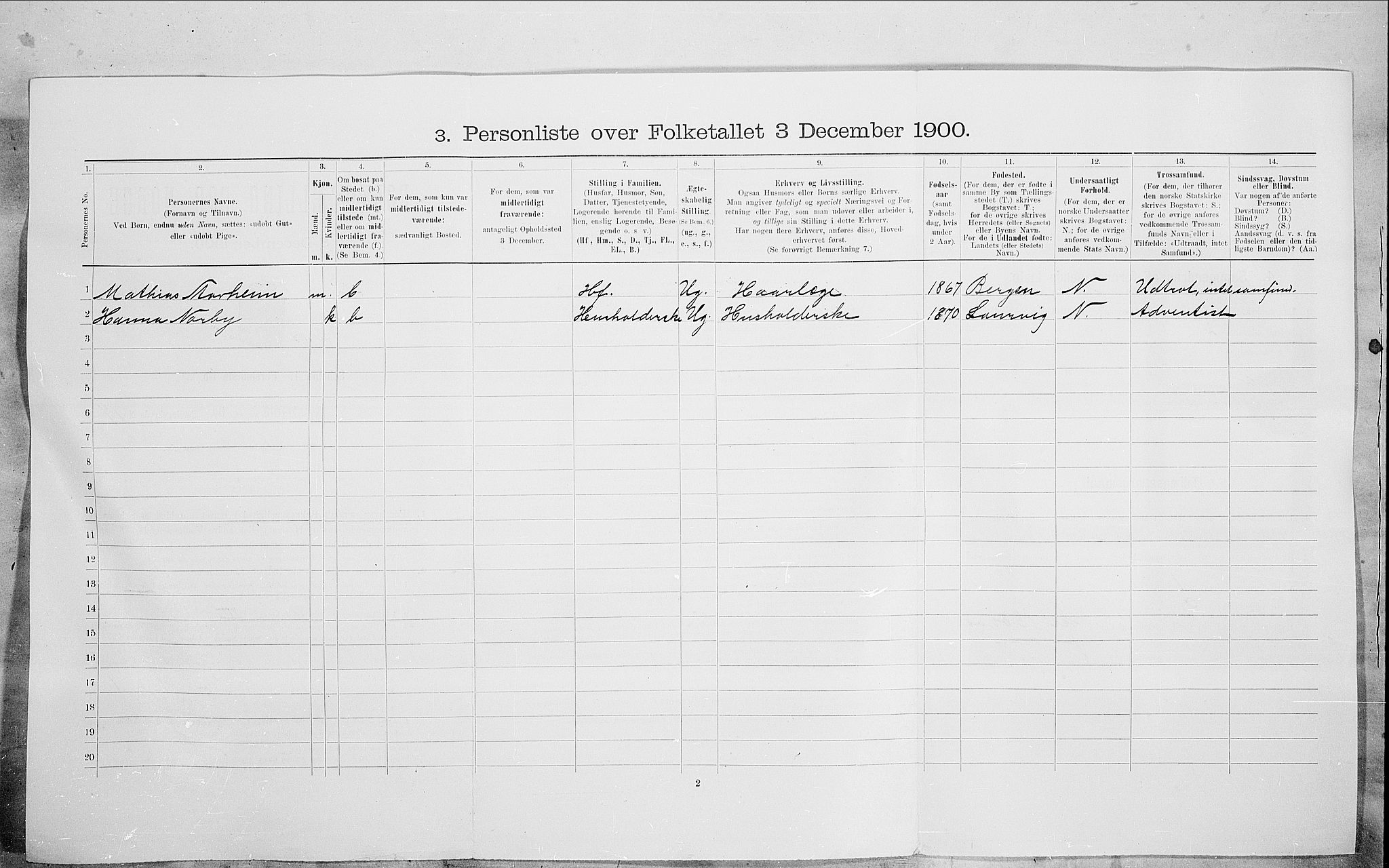 SAO, 1900 census for Kristiania, 1900, p. 96616