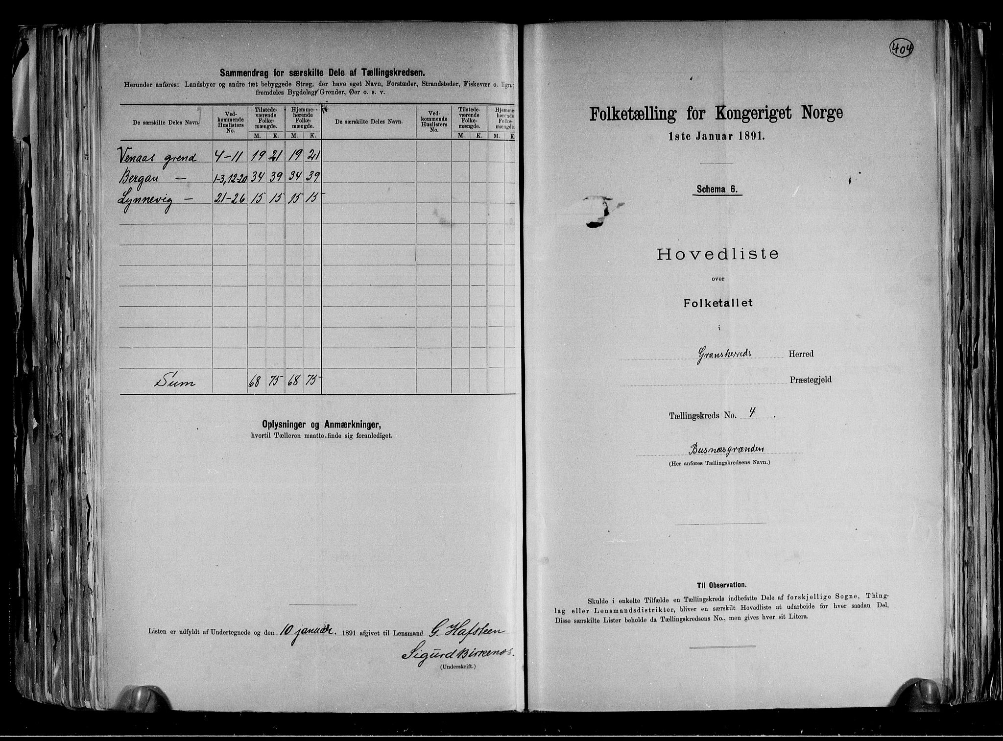 RA, 1891 census for 0824 Gransherad, 1891, p. 11