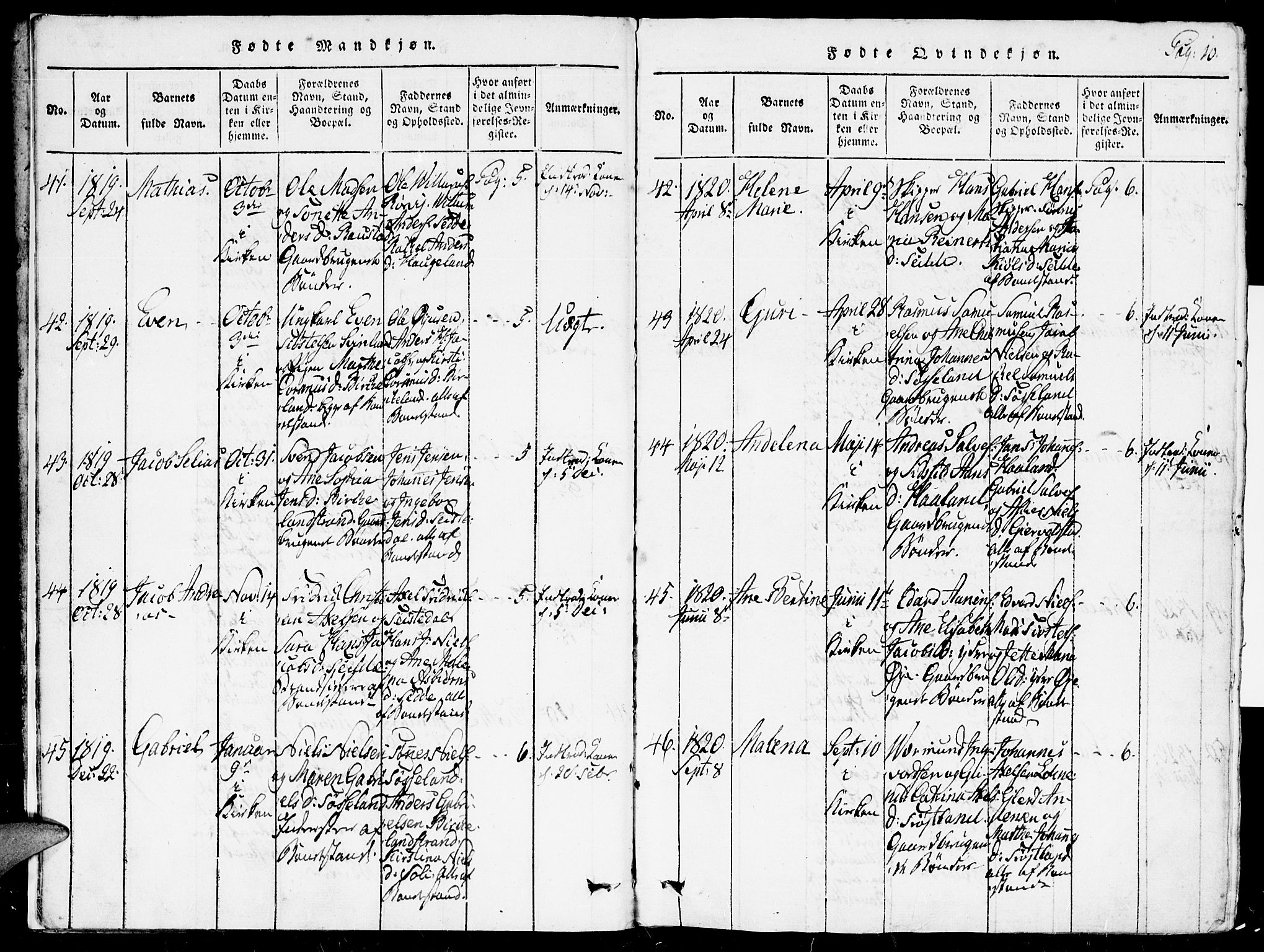 Kvinesdal sokneprestkontor, SAK/1111-0026/F/Fa/Faa/L0001: Parish register (official) no. A 1, 1815-1849, p. 10